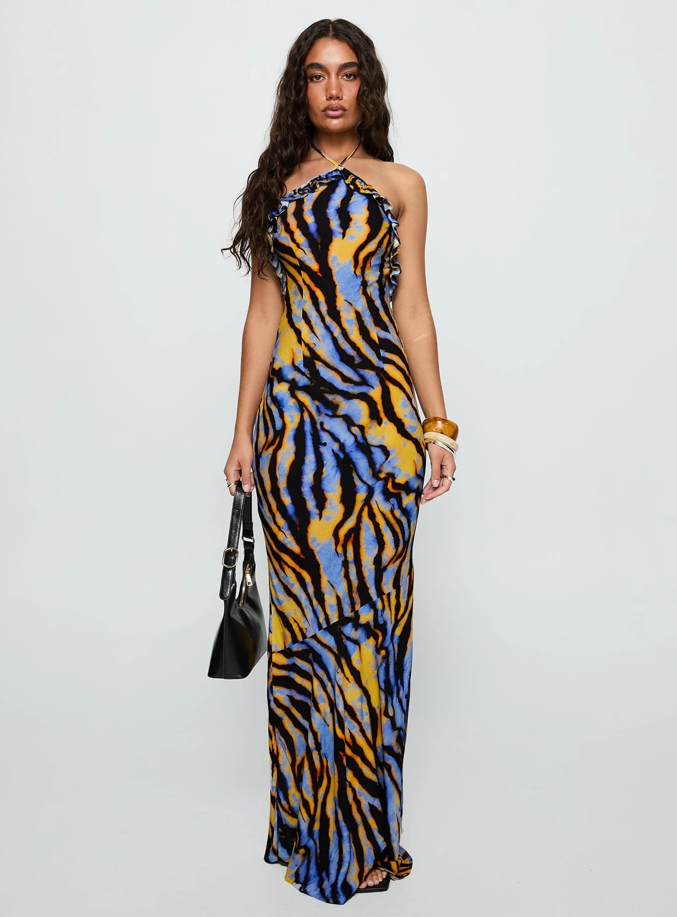 Virginia Beach Backless Maxi Dress Blue Zebra - Image 7