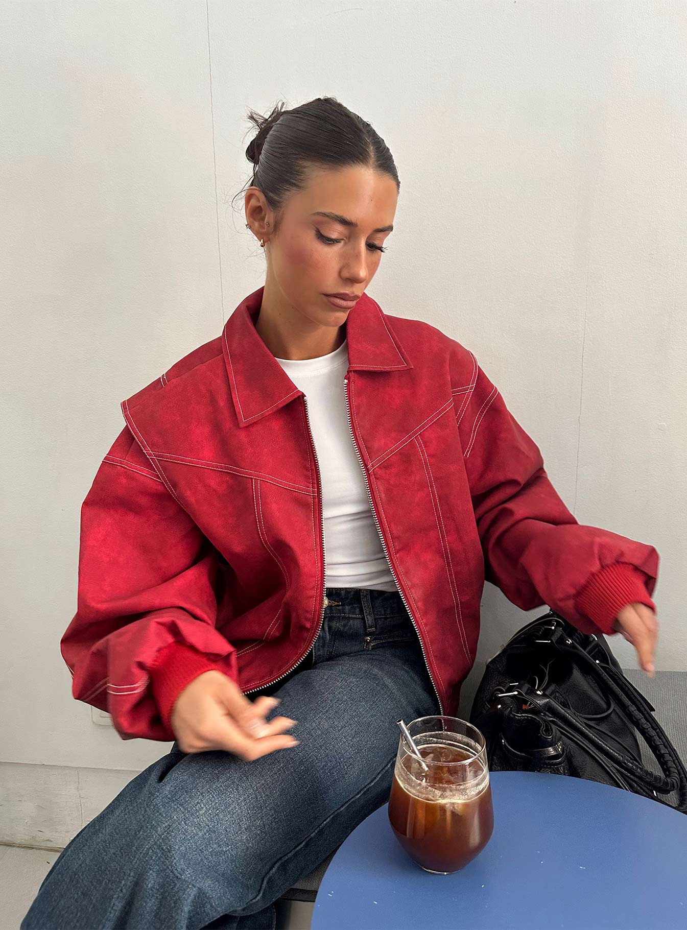 Vista Bomber Jacket Crimson - Image 8