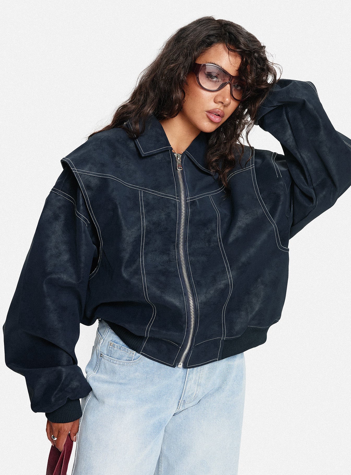 Vista Bomber Jacket Washed Navy - Image 8