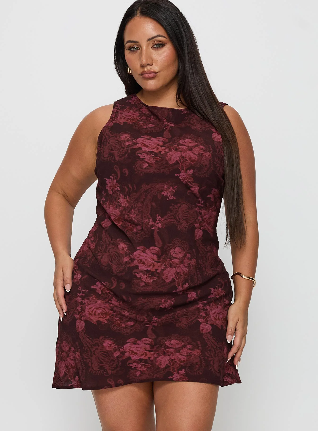 Vivre Mini Dress Burgundy Paisley Curve - Image 2