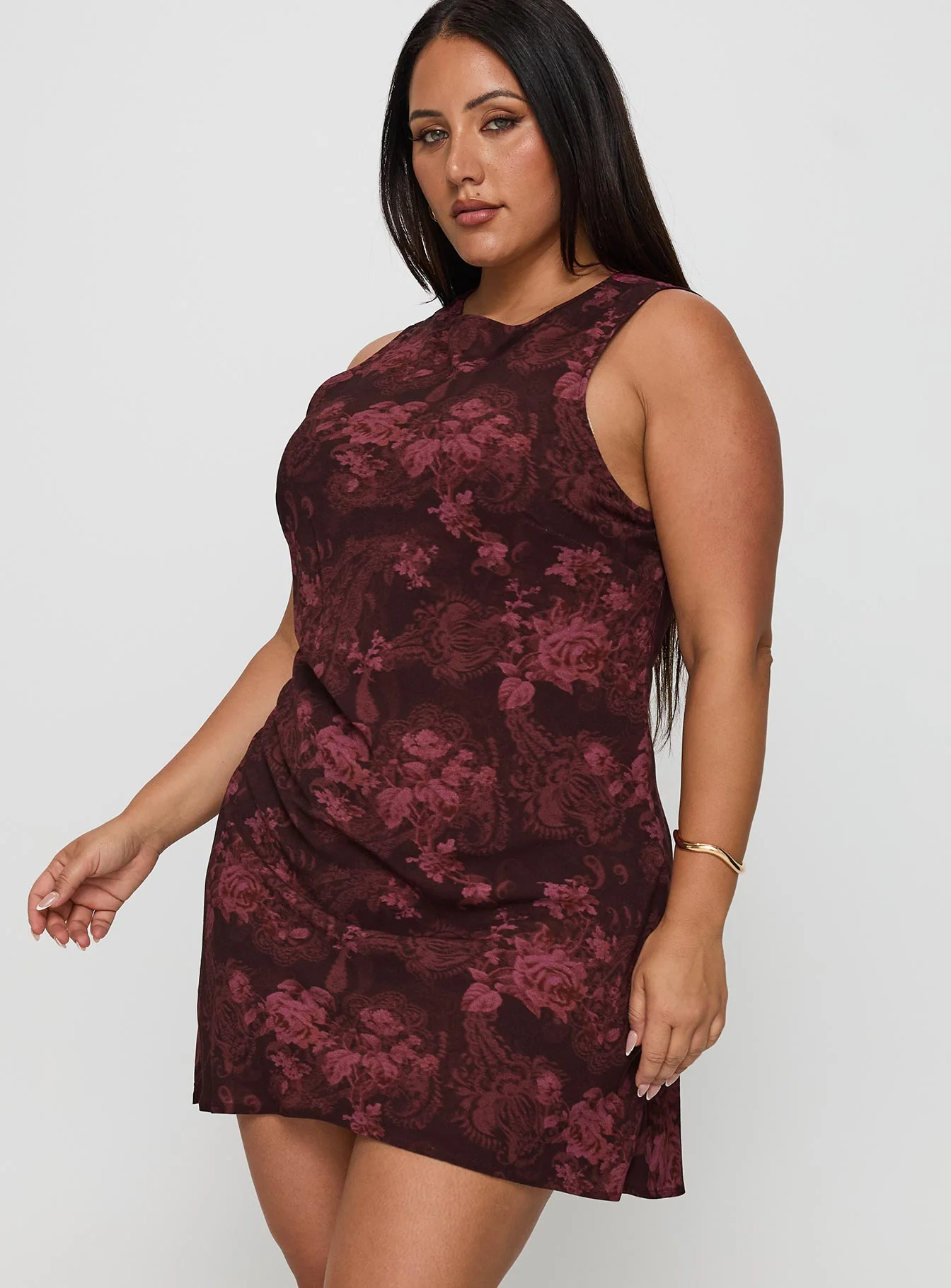 Vivre Mini Dress Burgundy Paisley Curve - Image 4