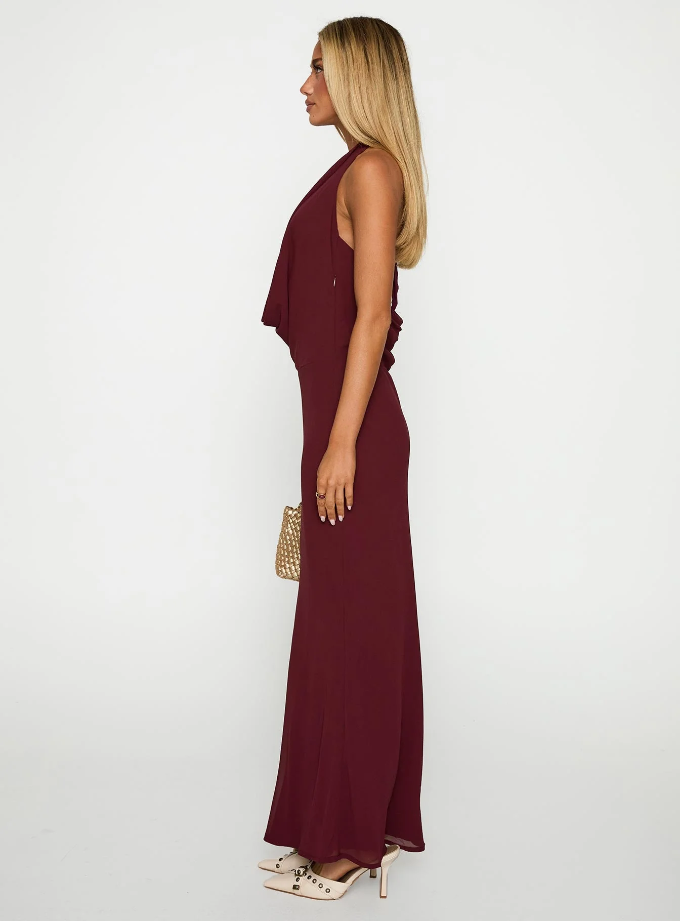 Vortexa Halter Maxi Dress Currant - Image 4