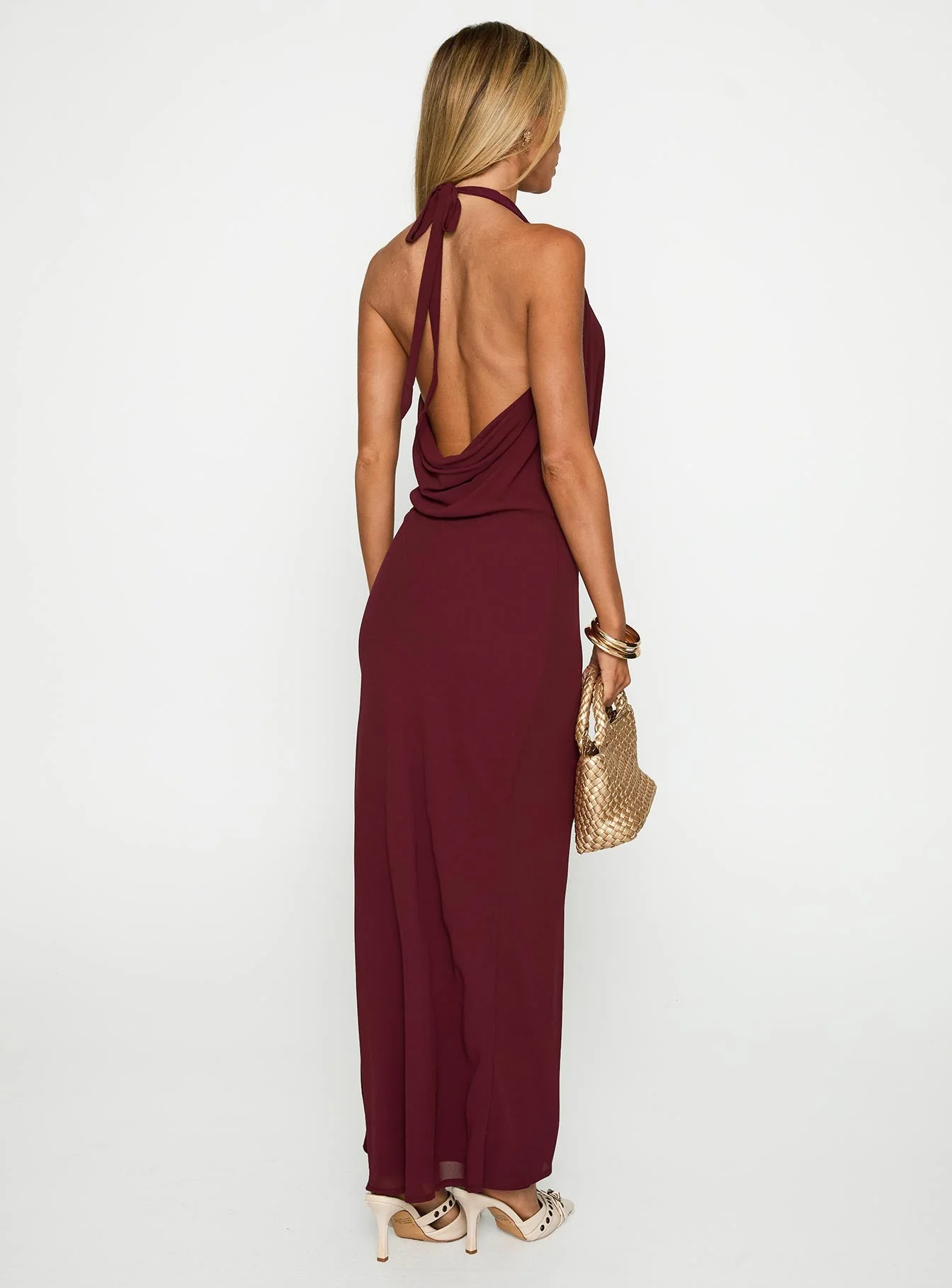 Vortexa Halter Maxi Dress Currant - Image 5