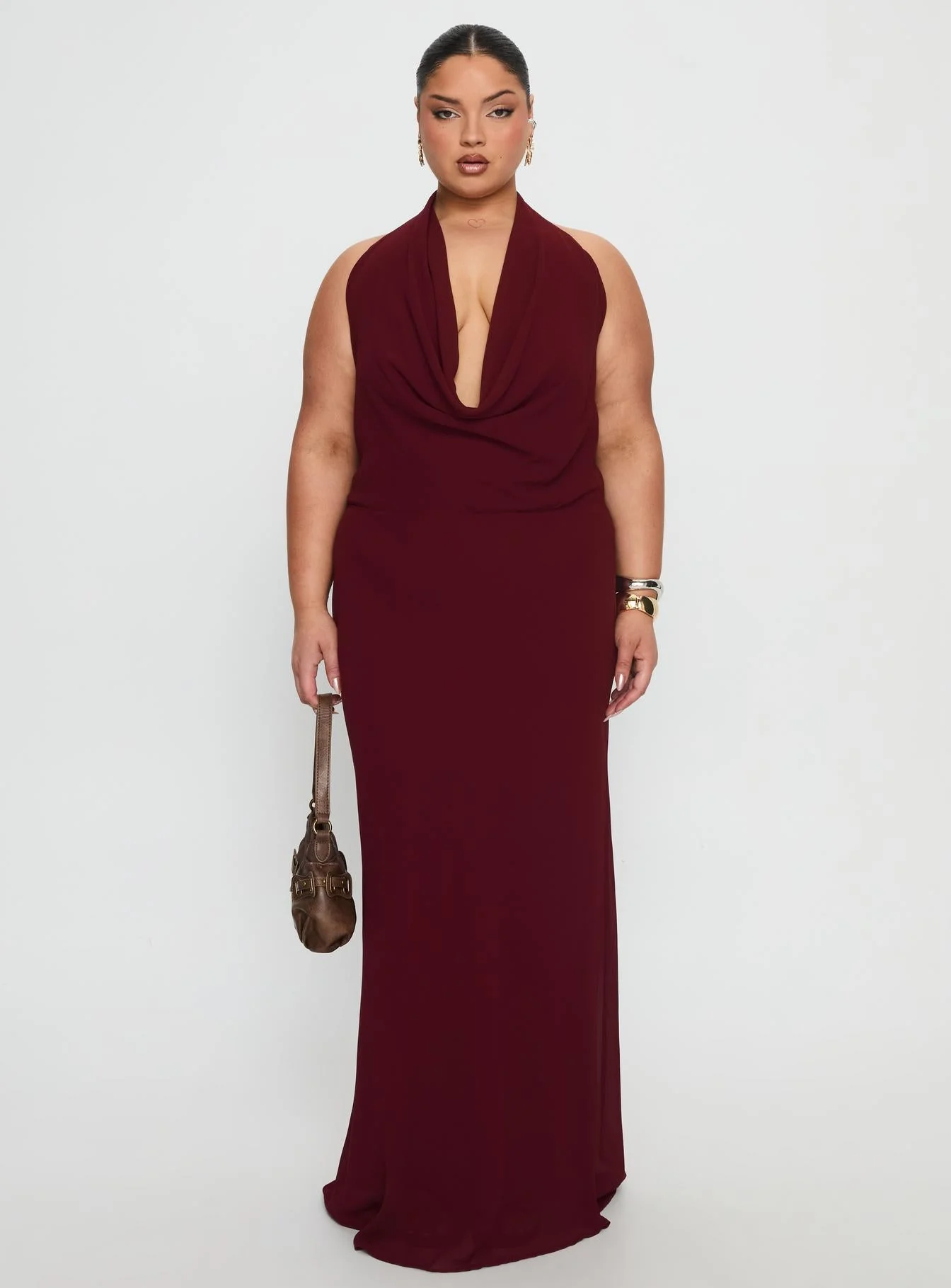 Vortexa Halter Maxi Dress Currant Curve - Image 7