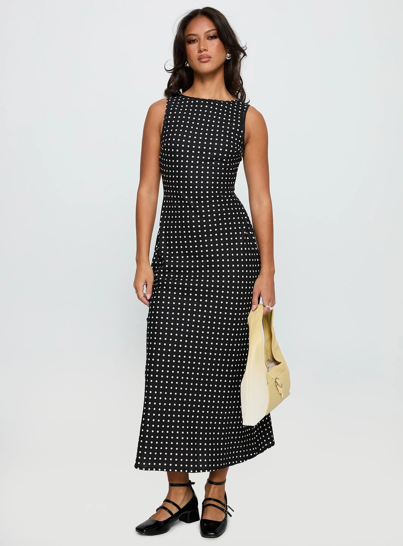 Voyager Linen Blend Midi Dress Black Polka - Image 3