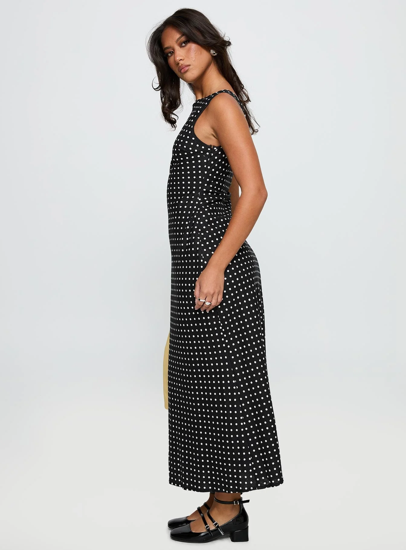 Voyager Linen Blend Midi Dress Black Polka - Image 4