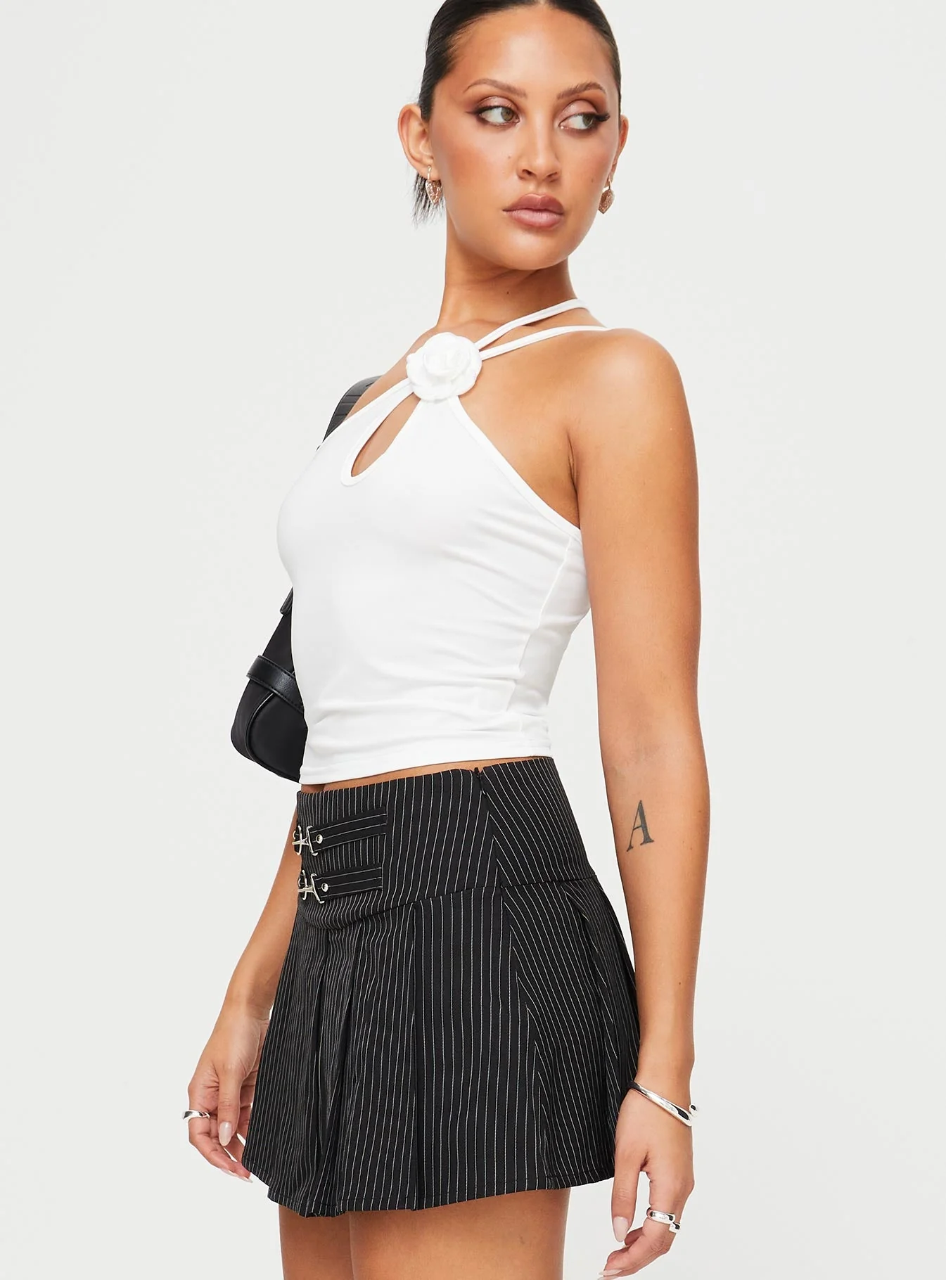 Vyola Mini Skirt Black Pinstripe - Image 5