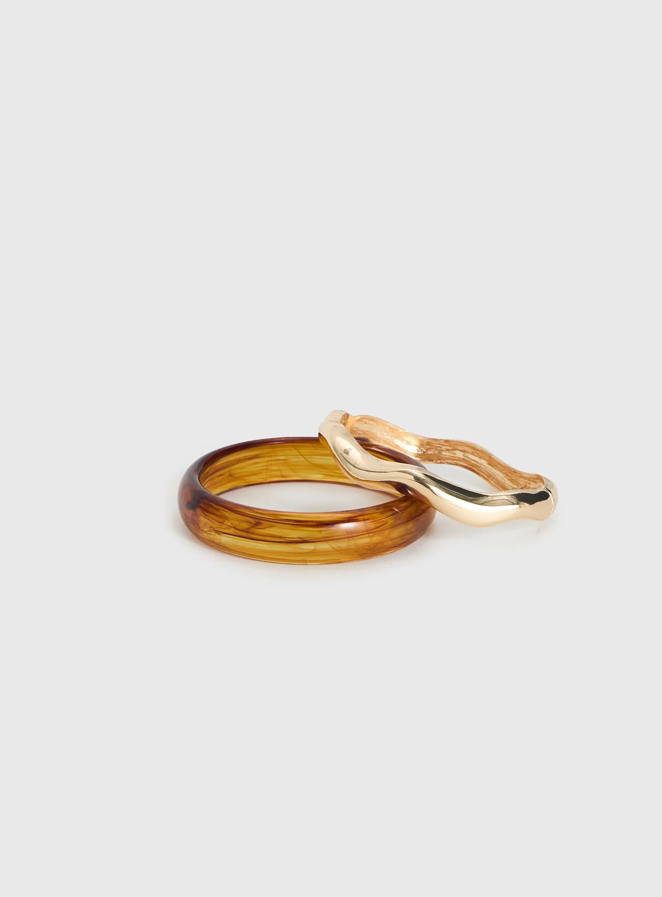 Want Your Love Resin Cuff Set Gold / Brown - Image 2