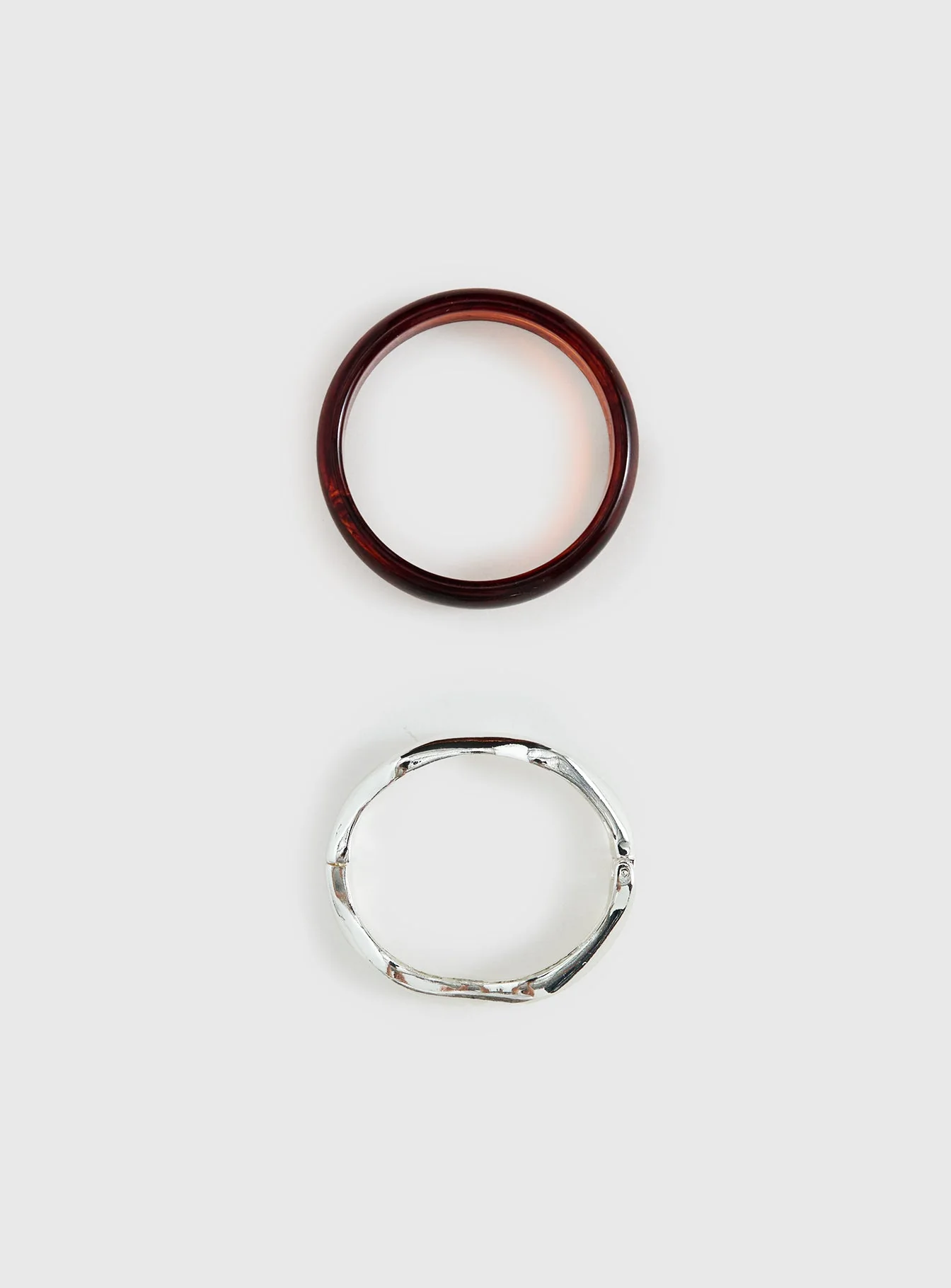 Want Your Love Resin Cuff Set Silver / Brown - Image 3