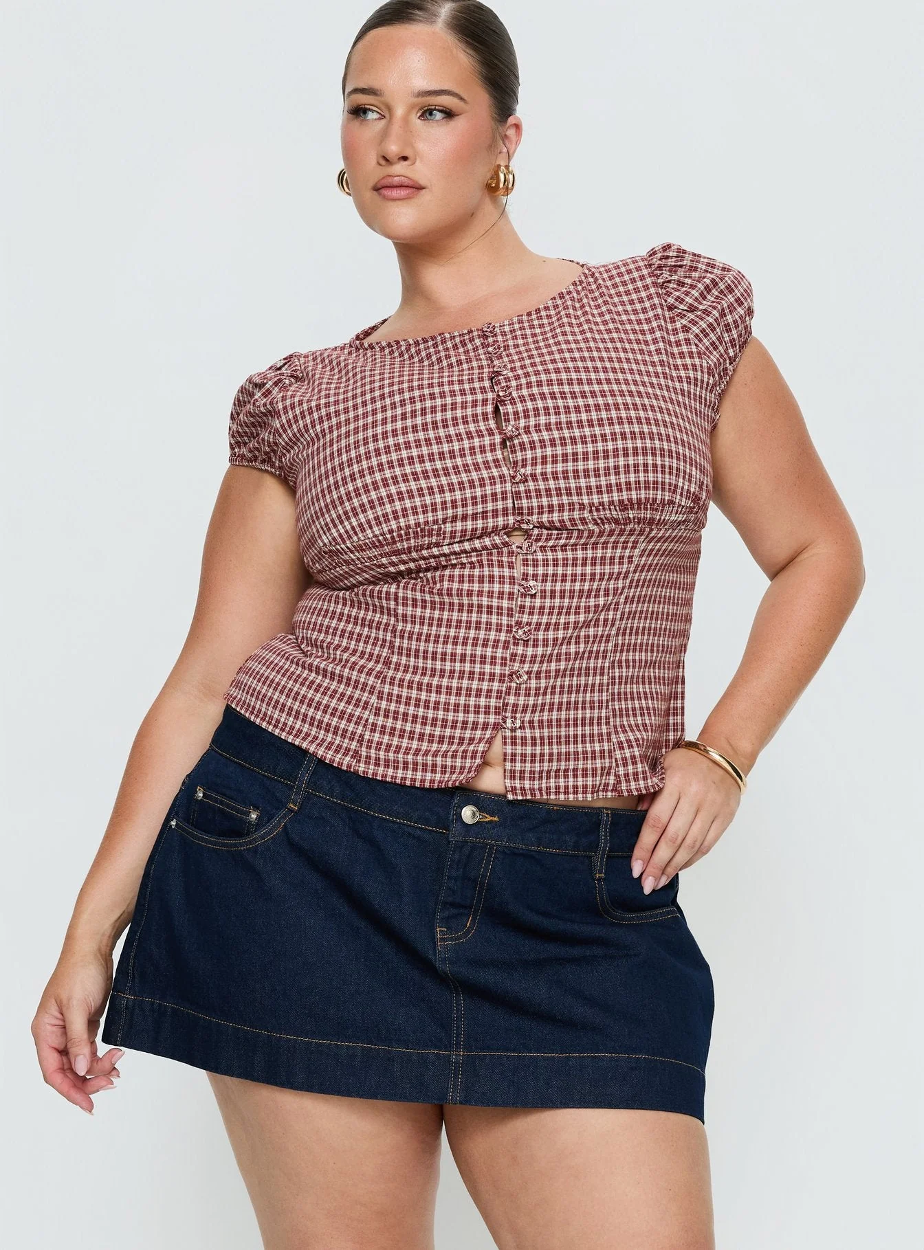 Warna Low Rise Denim Mini Skirt Dark Wash Curve - Image 2