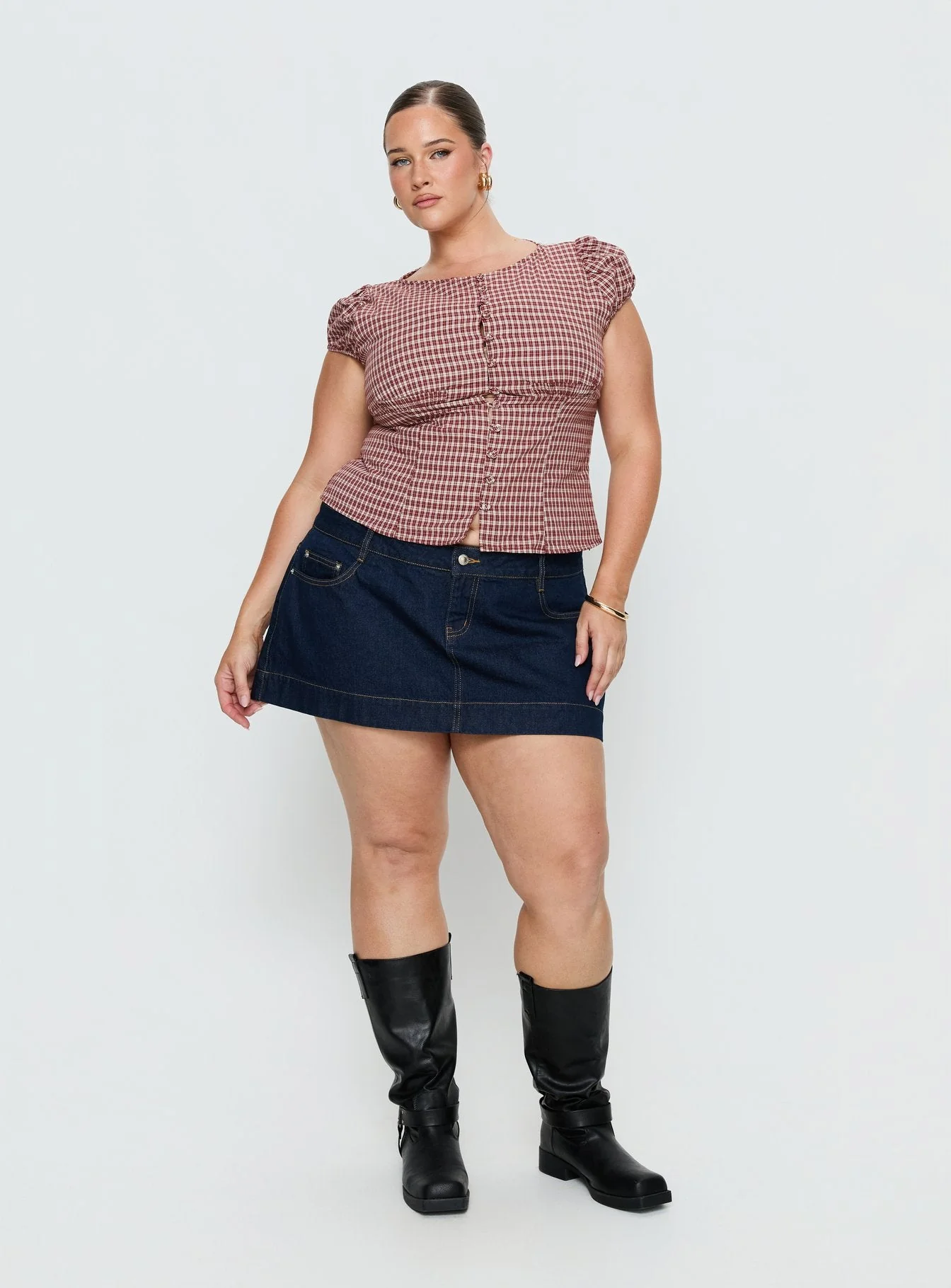 Warna Low Rise Denim Mini Skirt Dark Wash Curve - Image 3