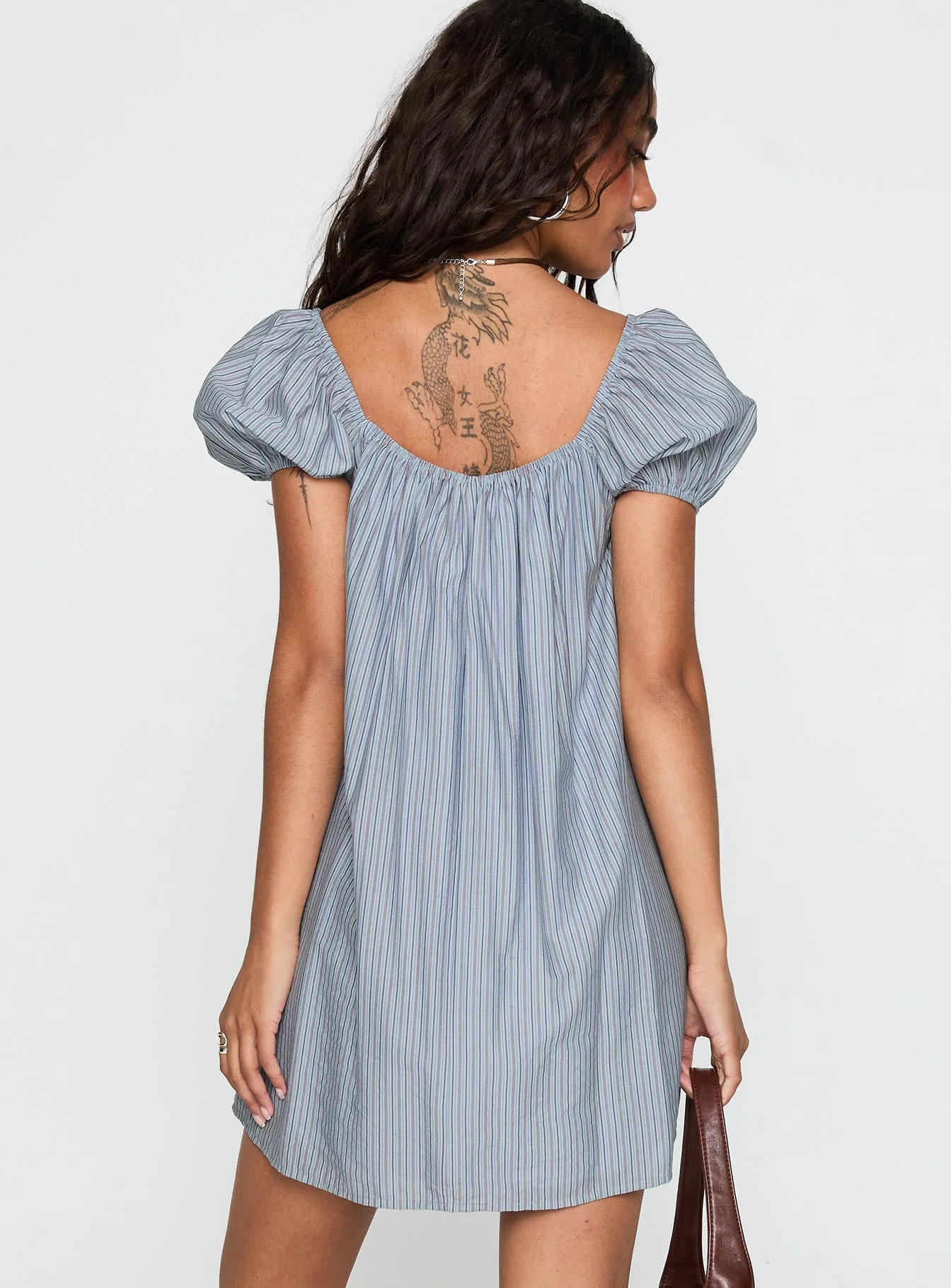 Wayfaire Smock Mini Dress Blue Stripe - Image 5