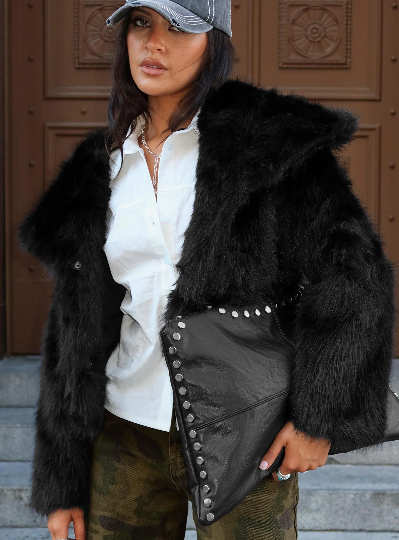 Wayland Faux Fur Jacket Black - Image 12