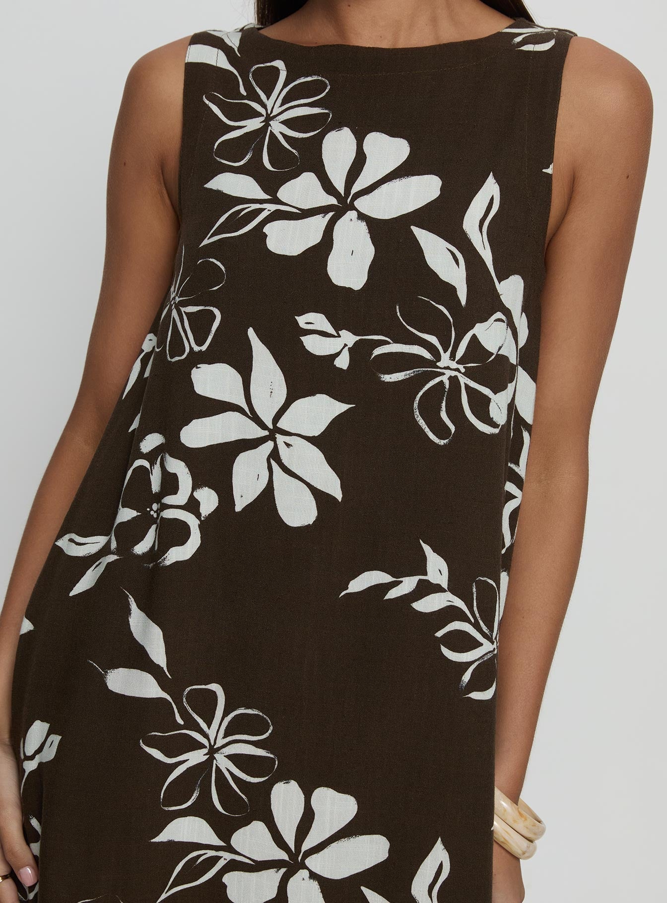 We Could Go Mini Dress Brown Floral - Image 6