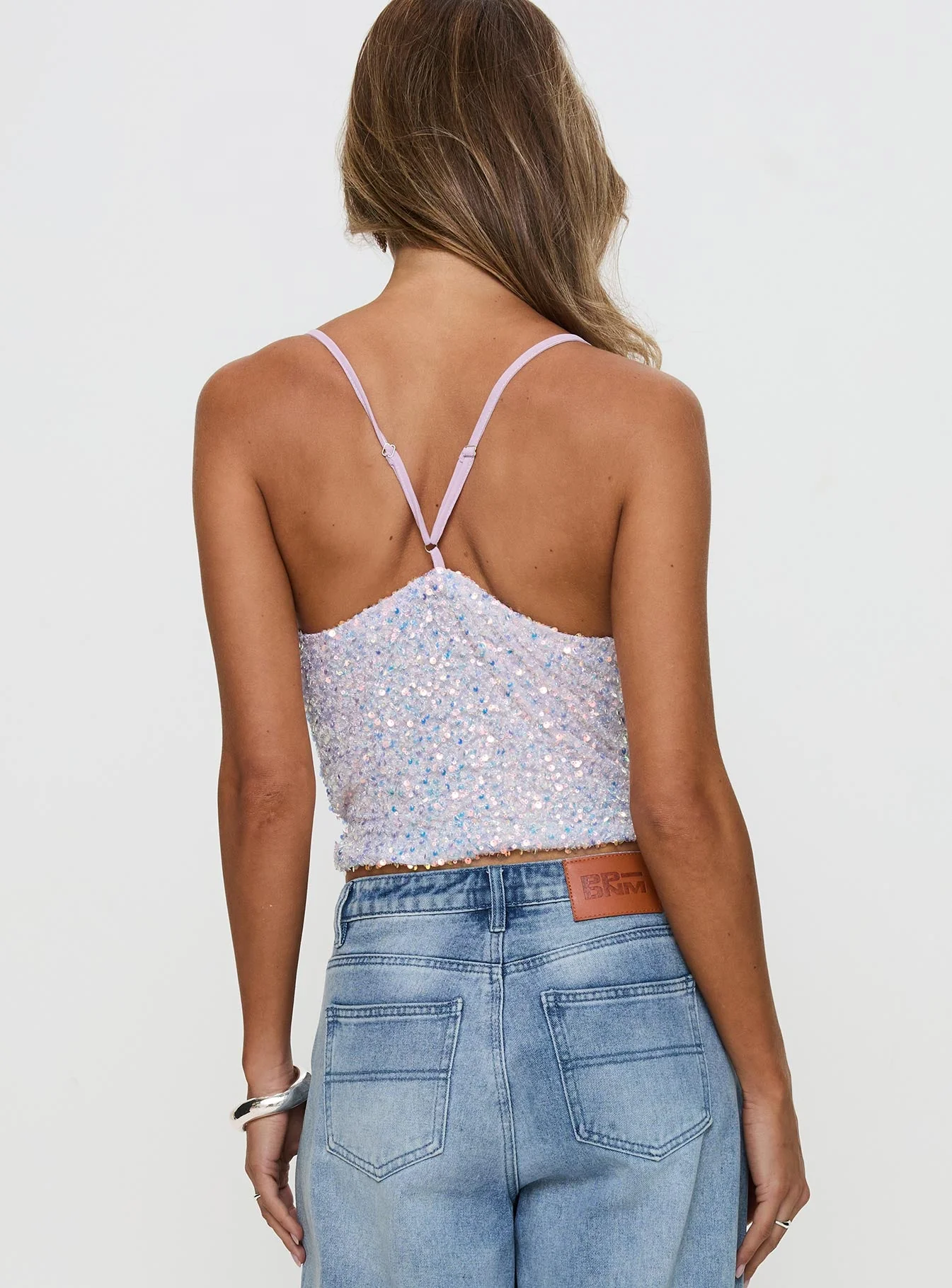 Werner Cowl Neck Sequin Top Lilac - Image 5