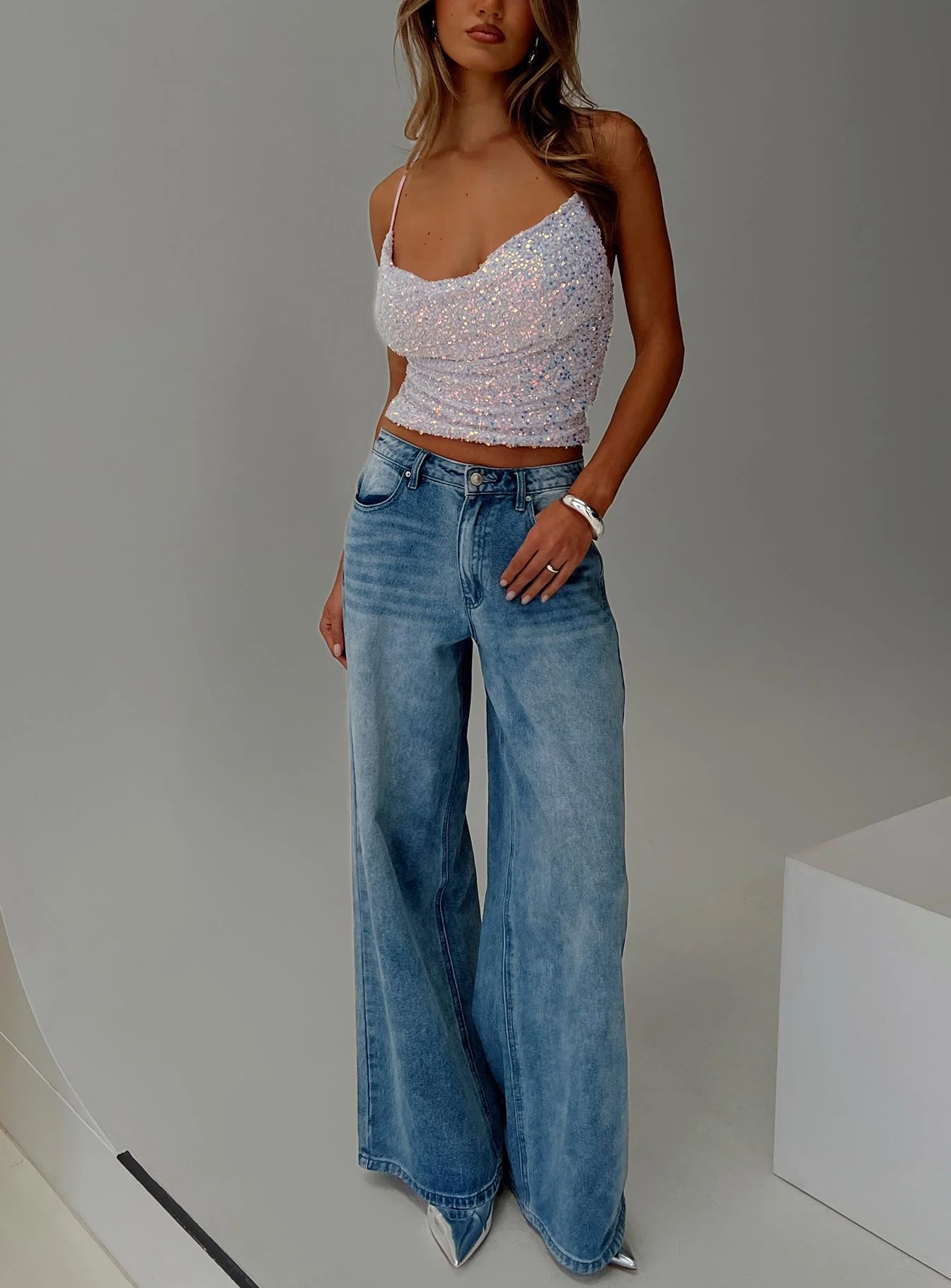 Werner Cowl Neck Sequin Top Lilac - Image 8