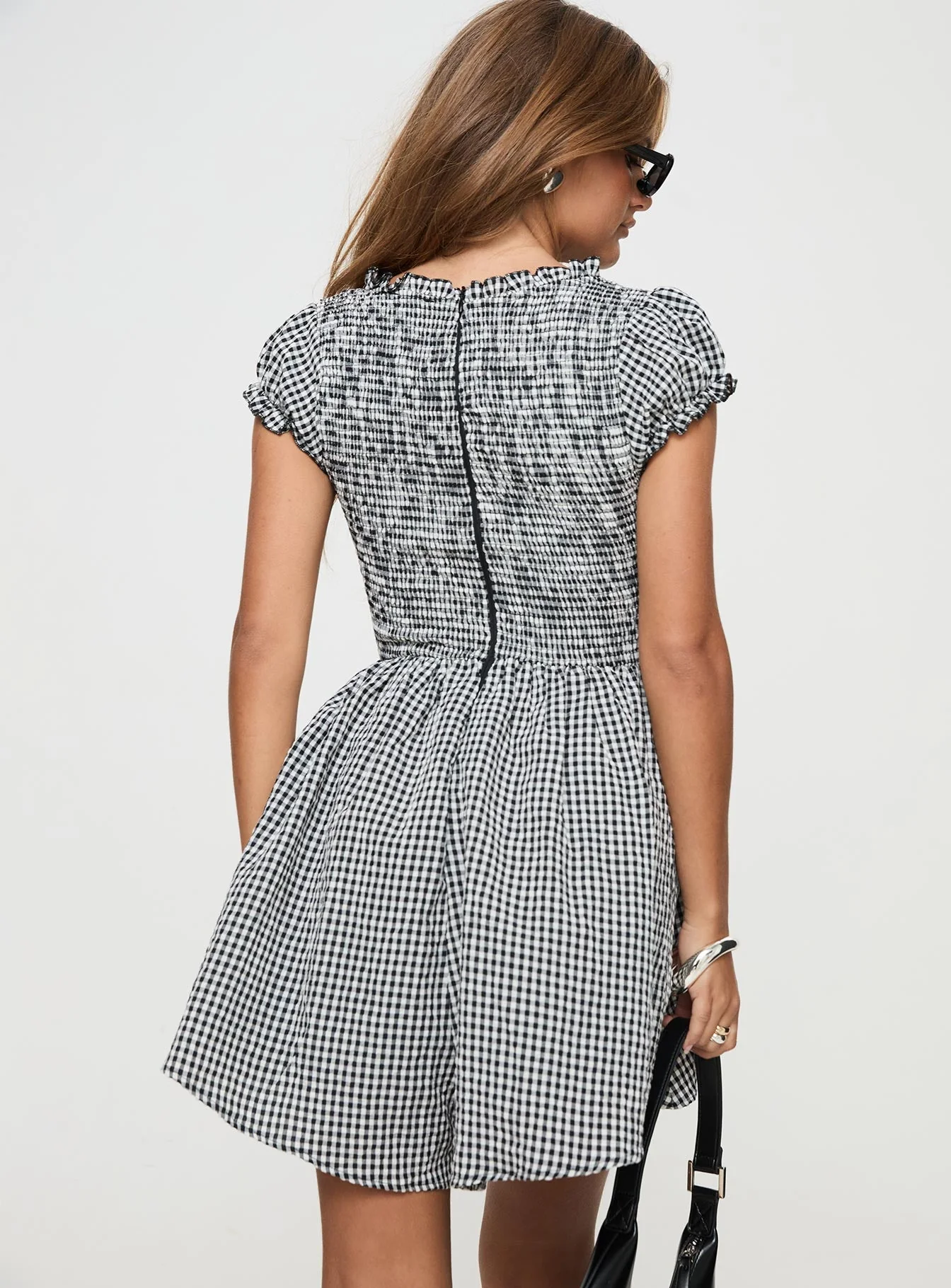 Wescott Gingham Playsuit Black / White Petite - Image 5