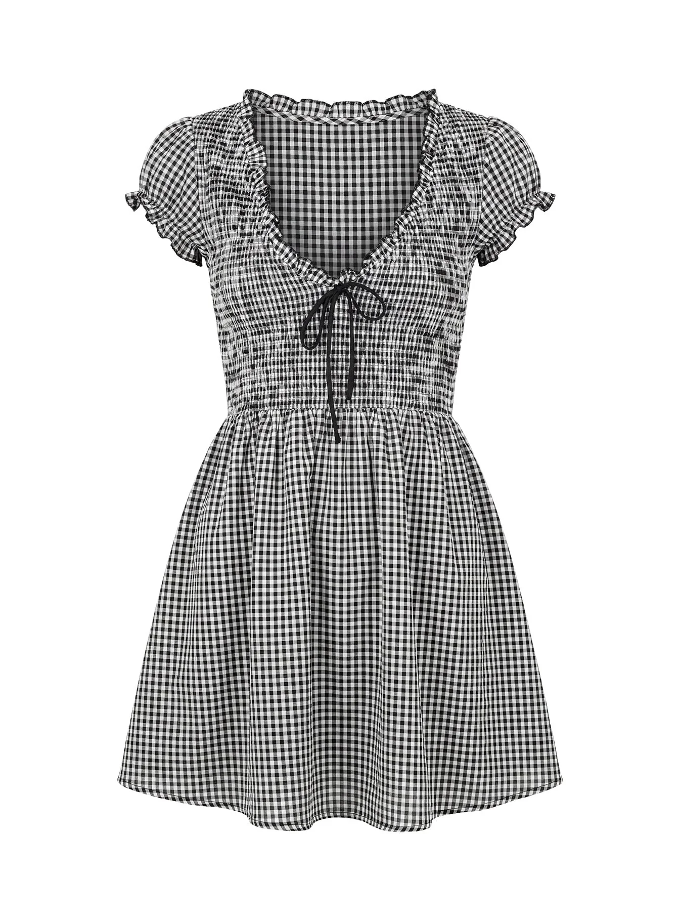 Wescott Gingham Playsuit Black / White Petite - Image 8
