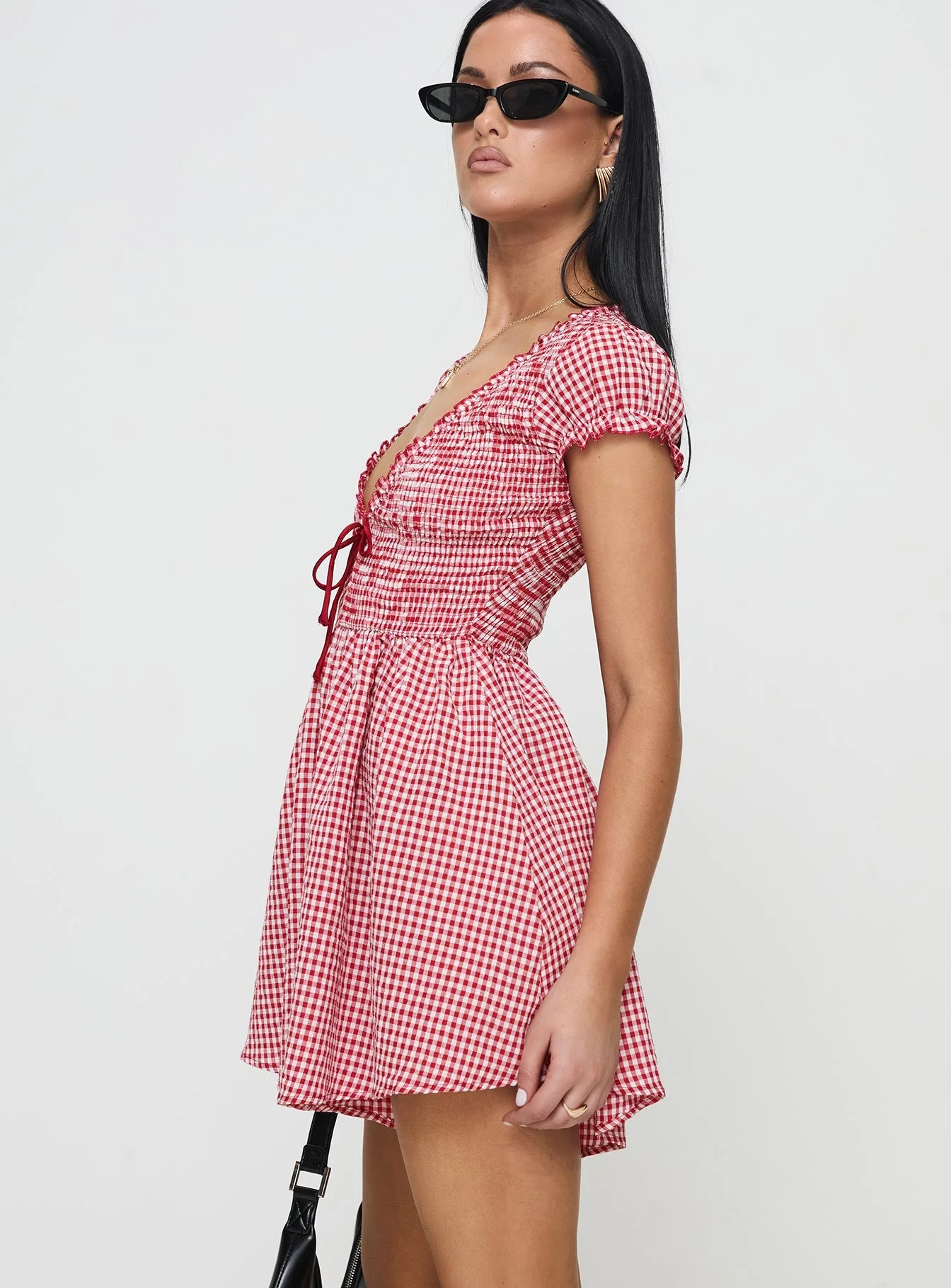 Wescott Gingham Playsuit Red / White - Image 4