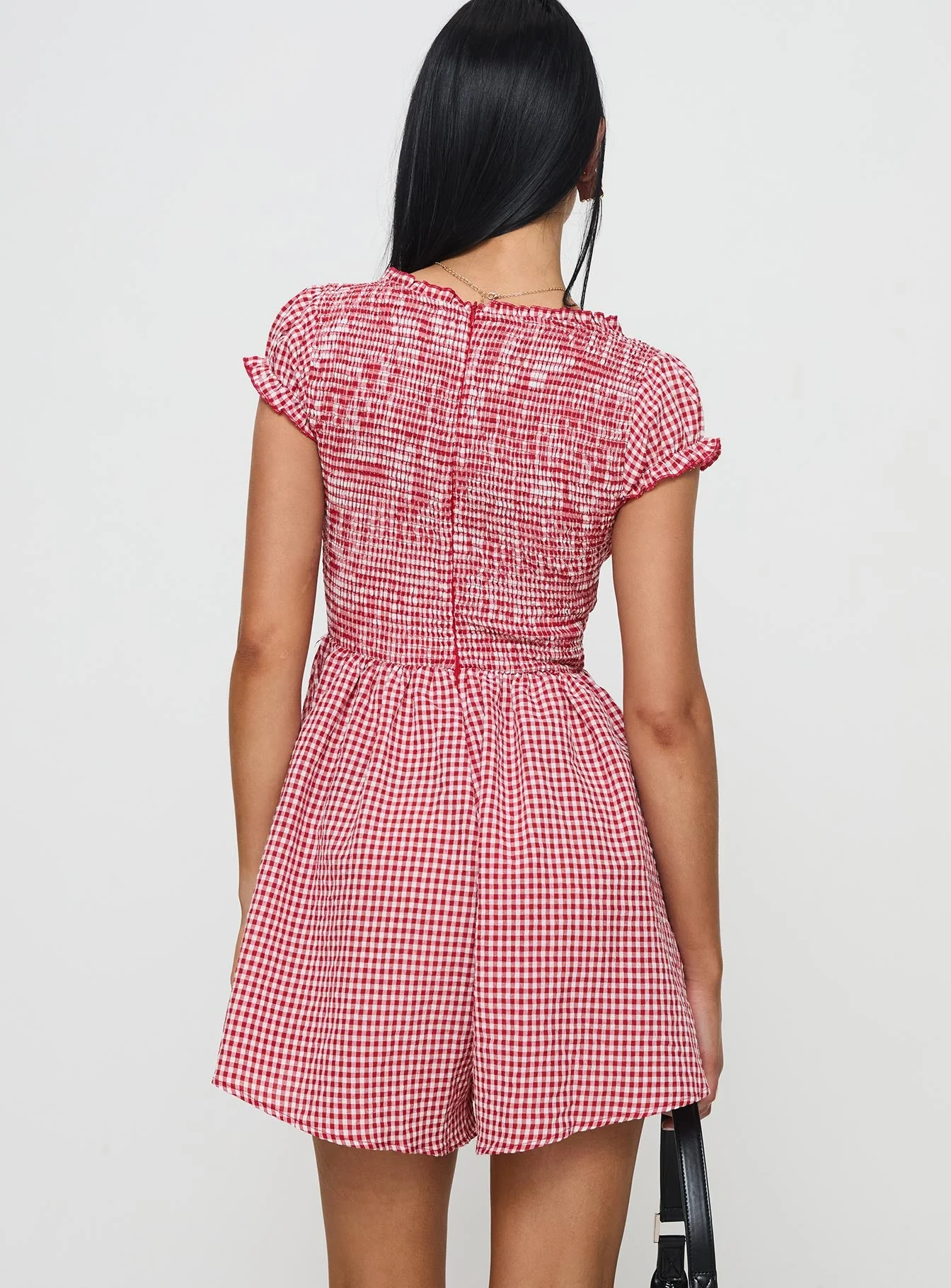 Wescott Gingham Playsuit Red / White - Image 5