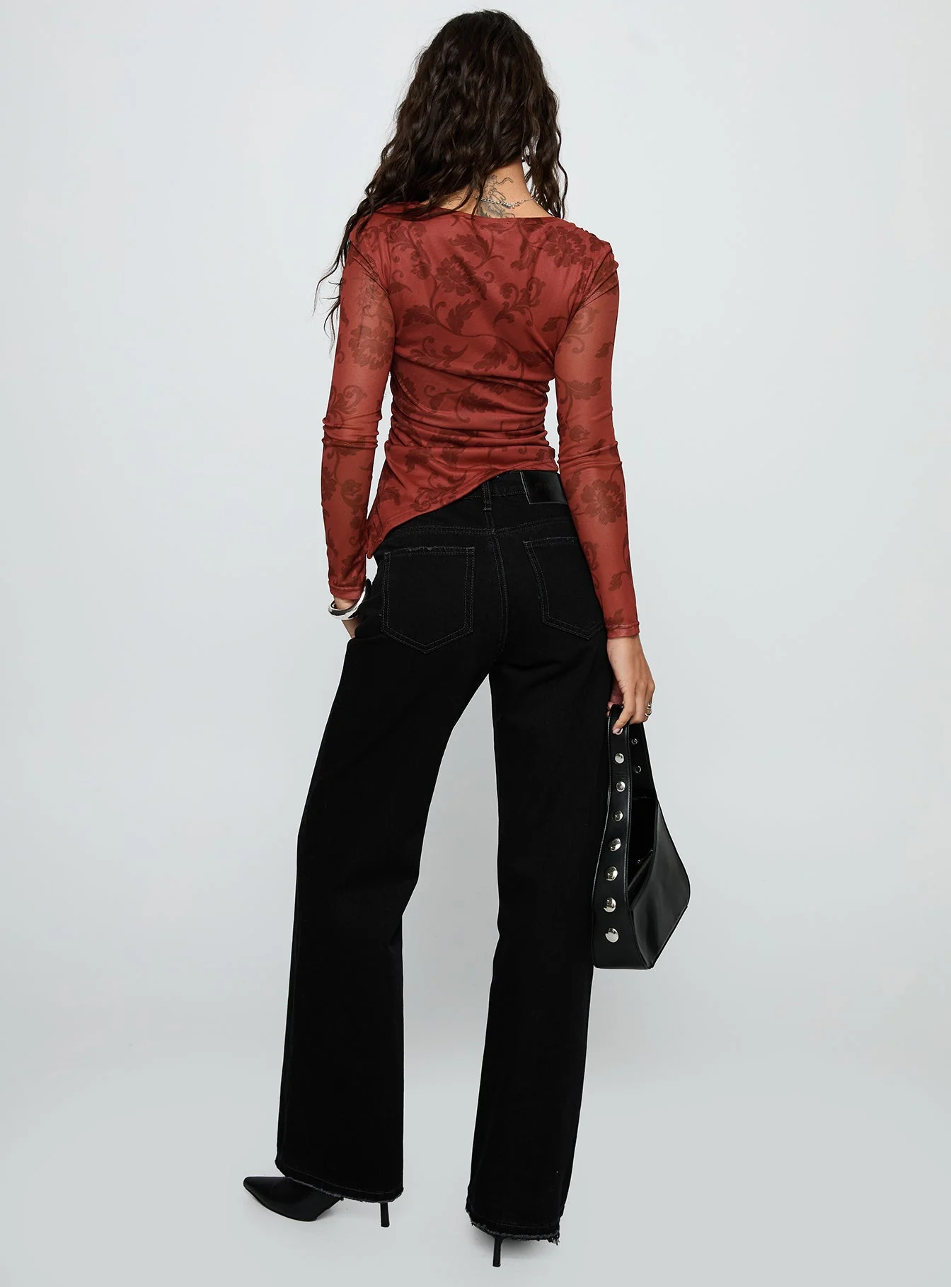 West End Girl Mid Rise Straight Leg Jeans Washed Black - Image 5