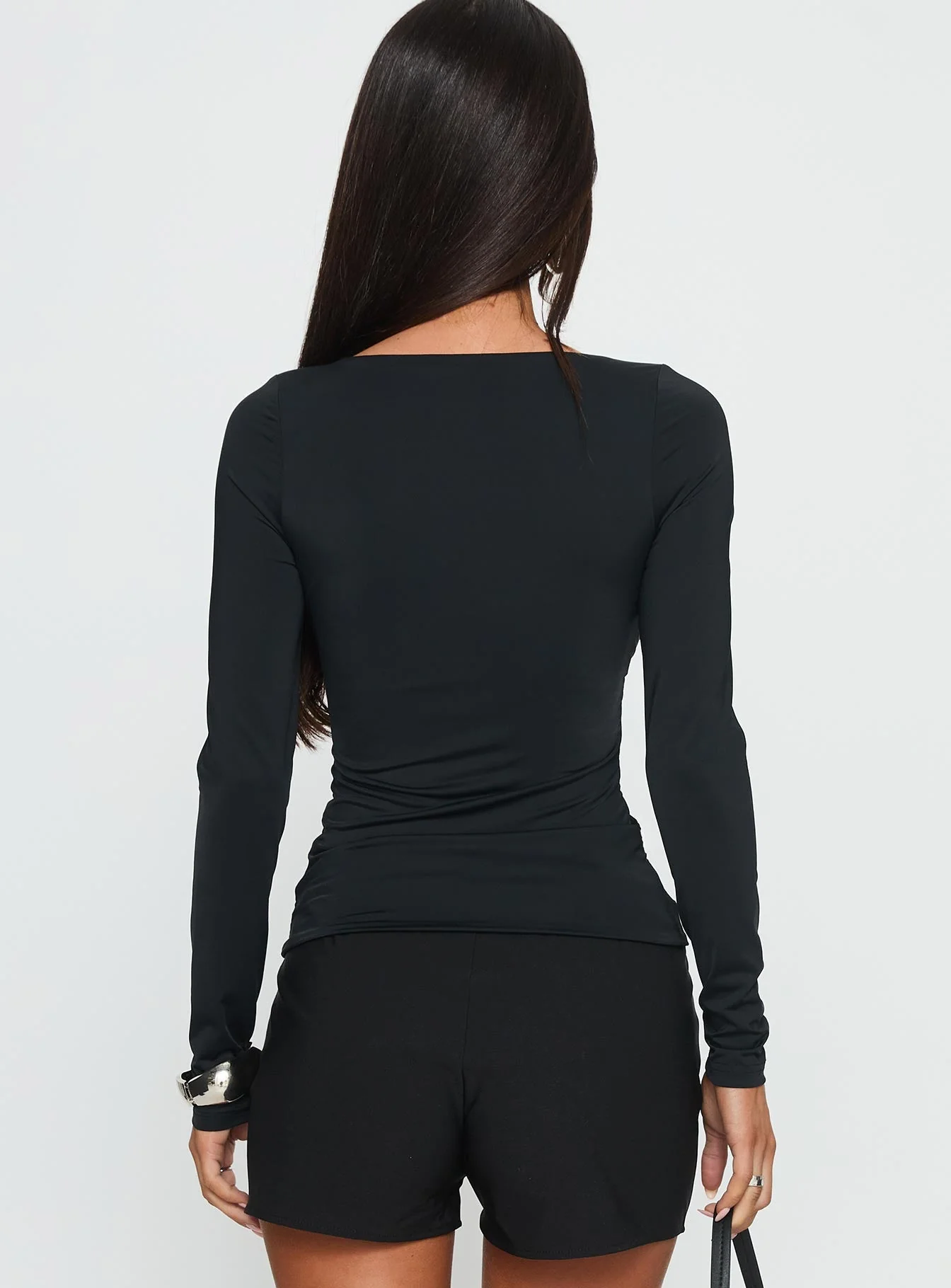 West Wing Long Sleeve Twist Bust Top Black - Image 6