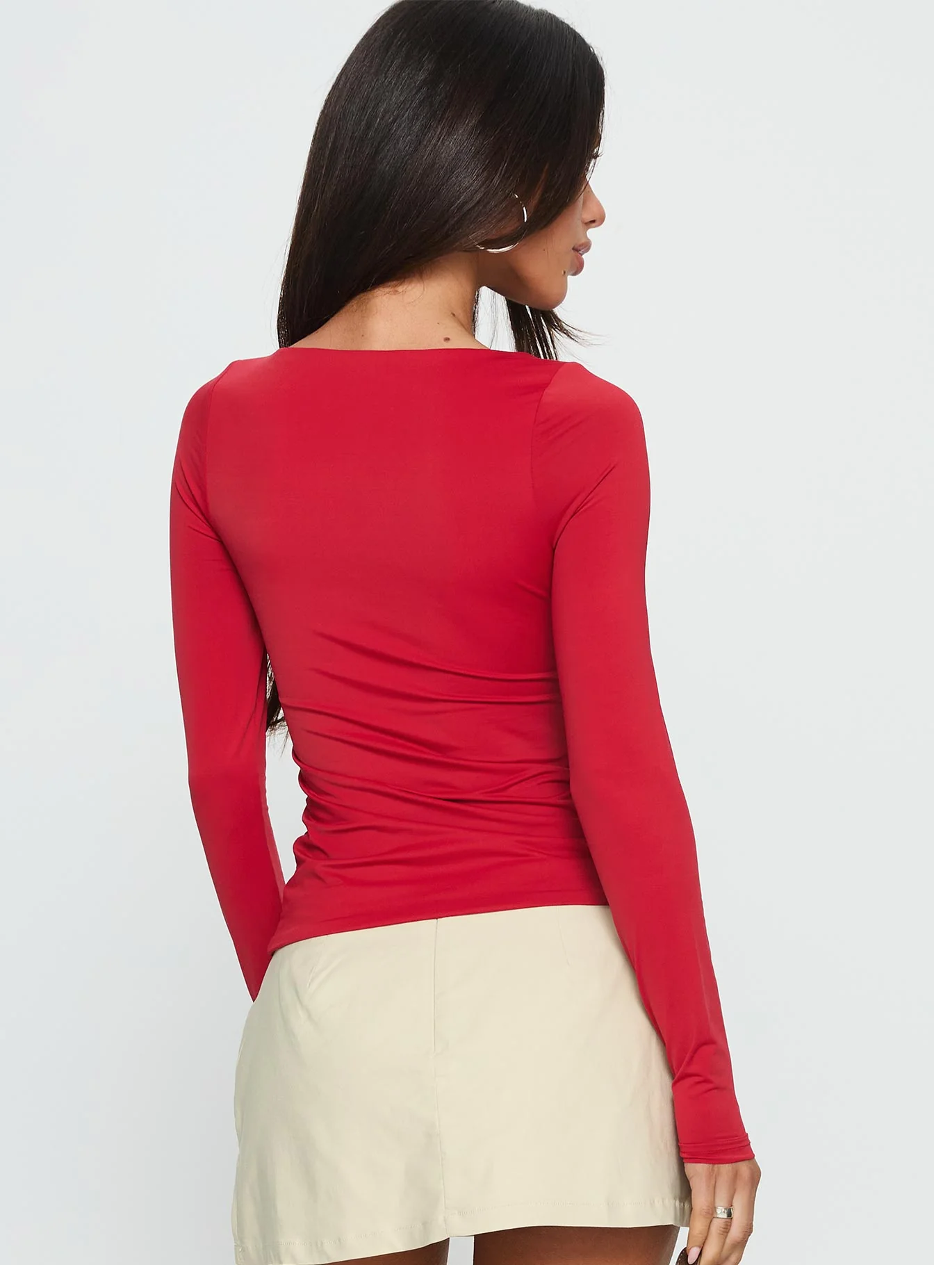 West Wing Long Sleeve Twist Bust Top Red - Image 5