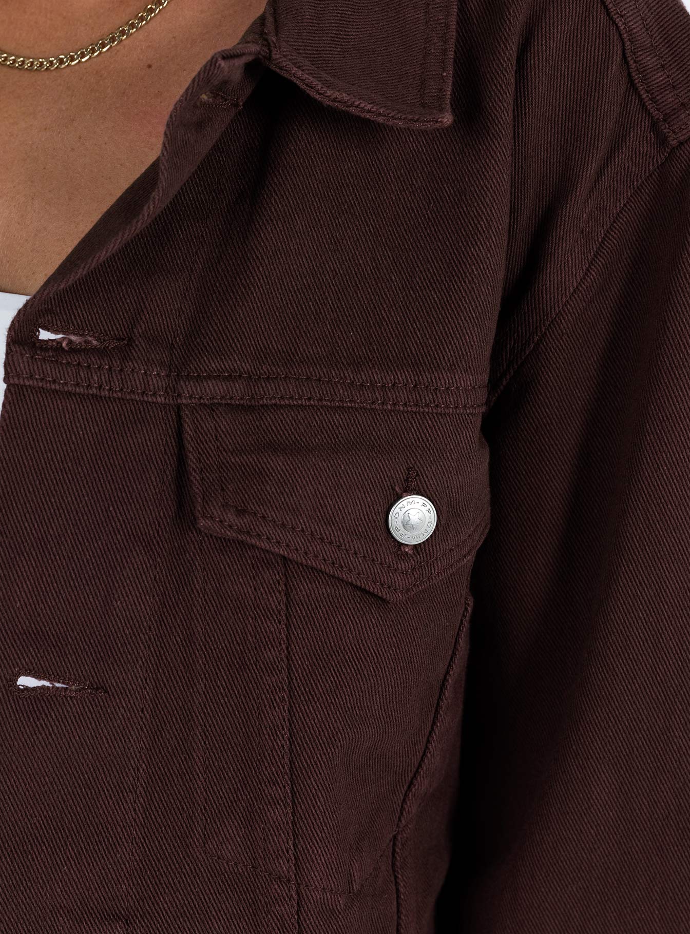 Western Denim Jacket Dark Brown - Image 6