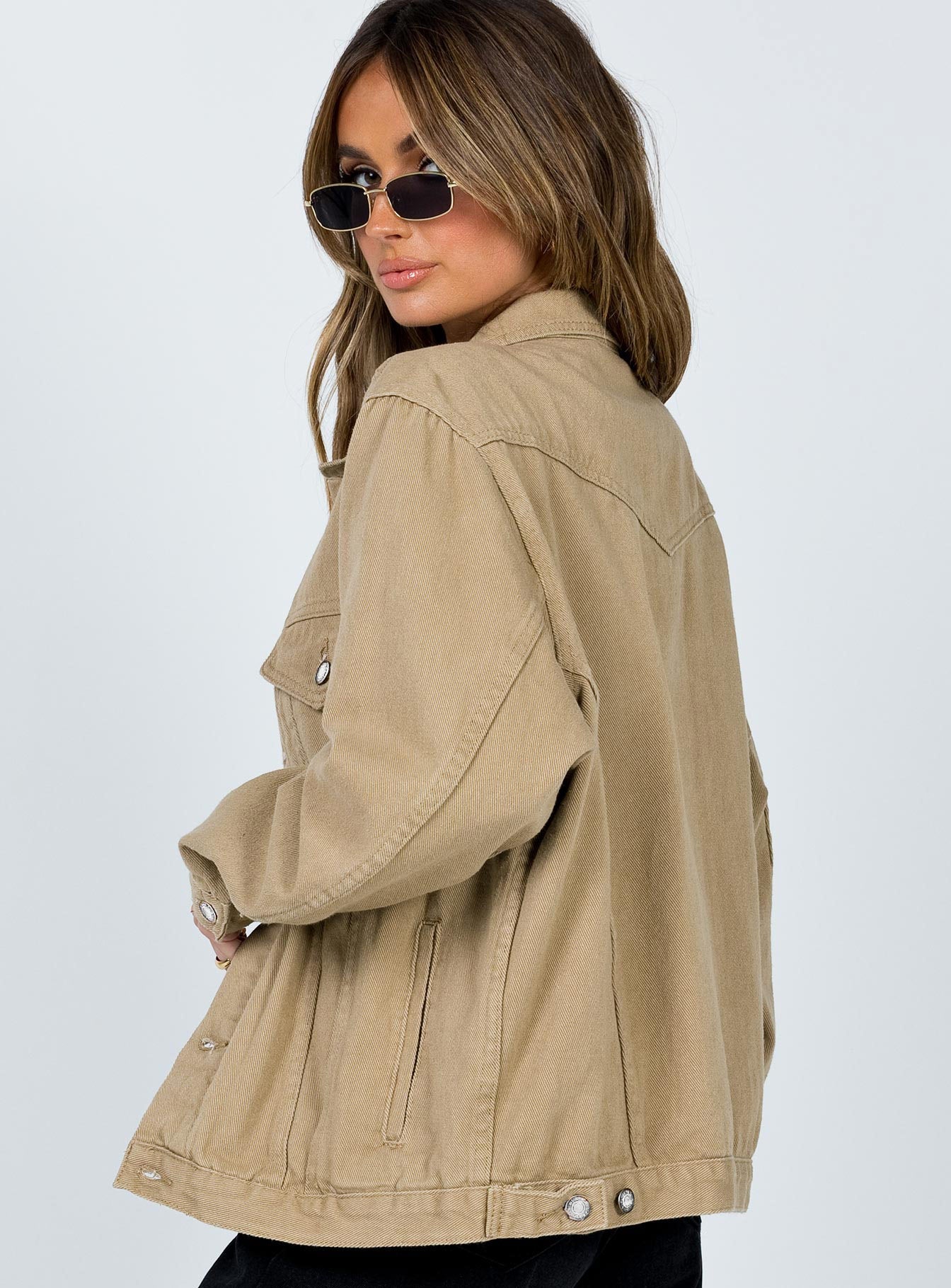 Western Denim Jacket Tan - Image 4