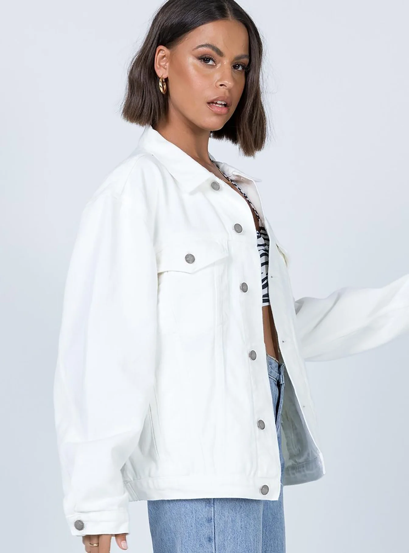 Western Denim Jacket White - Image 4