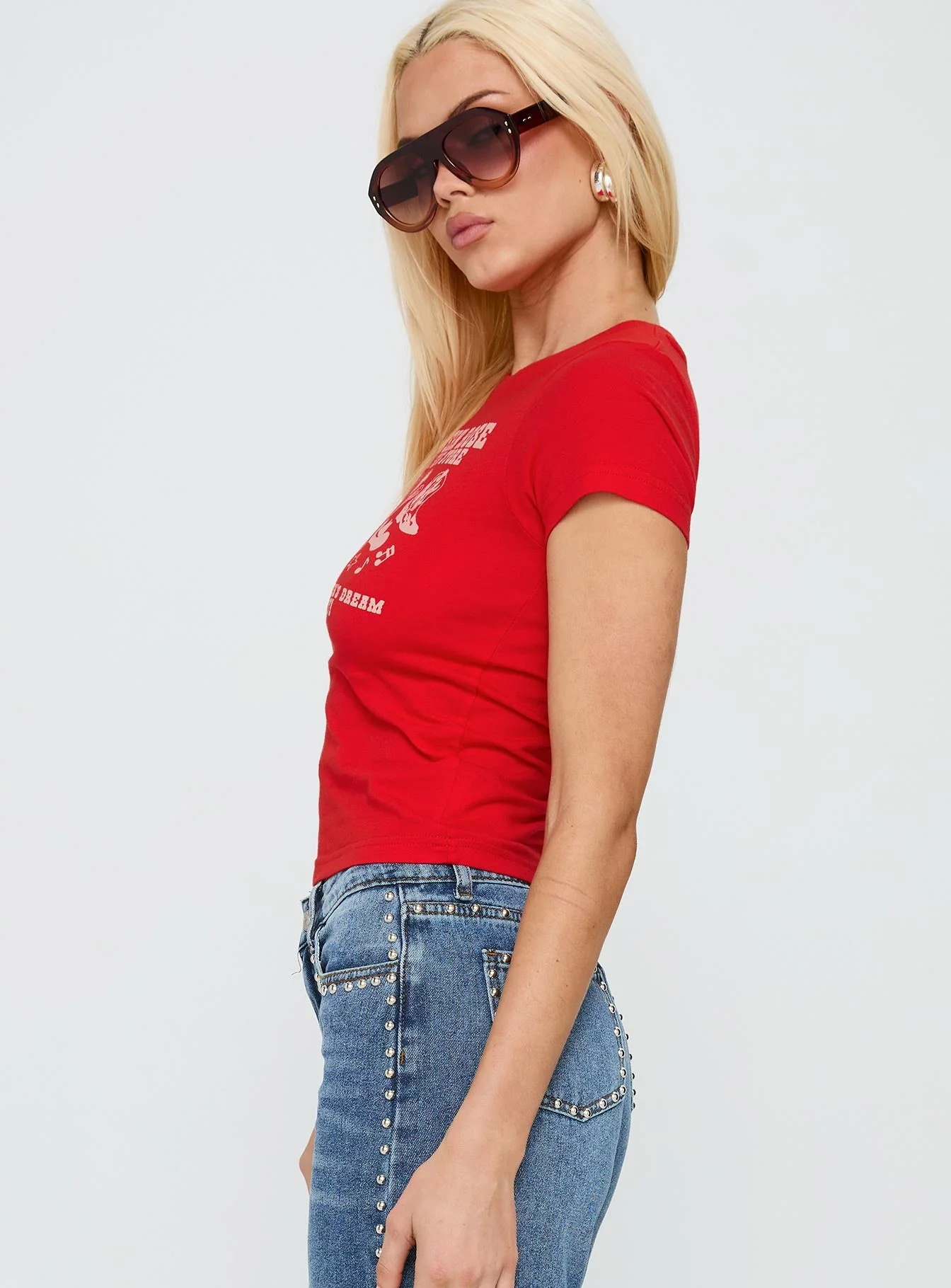 Western Rose Graphic Top Red - Image 4