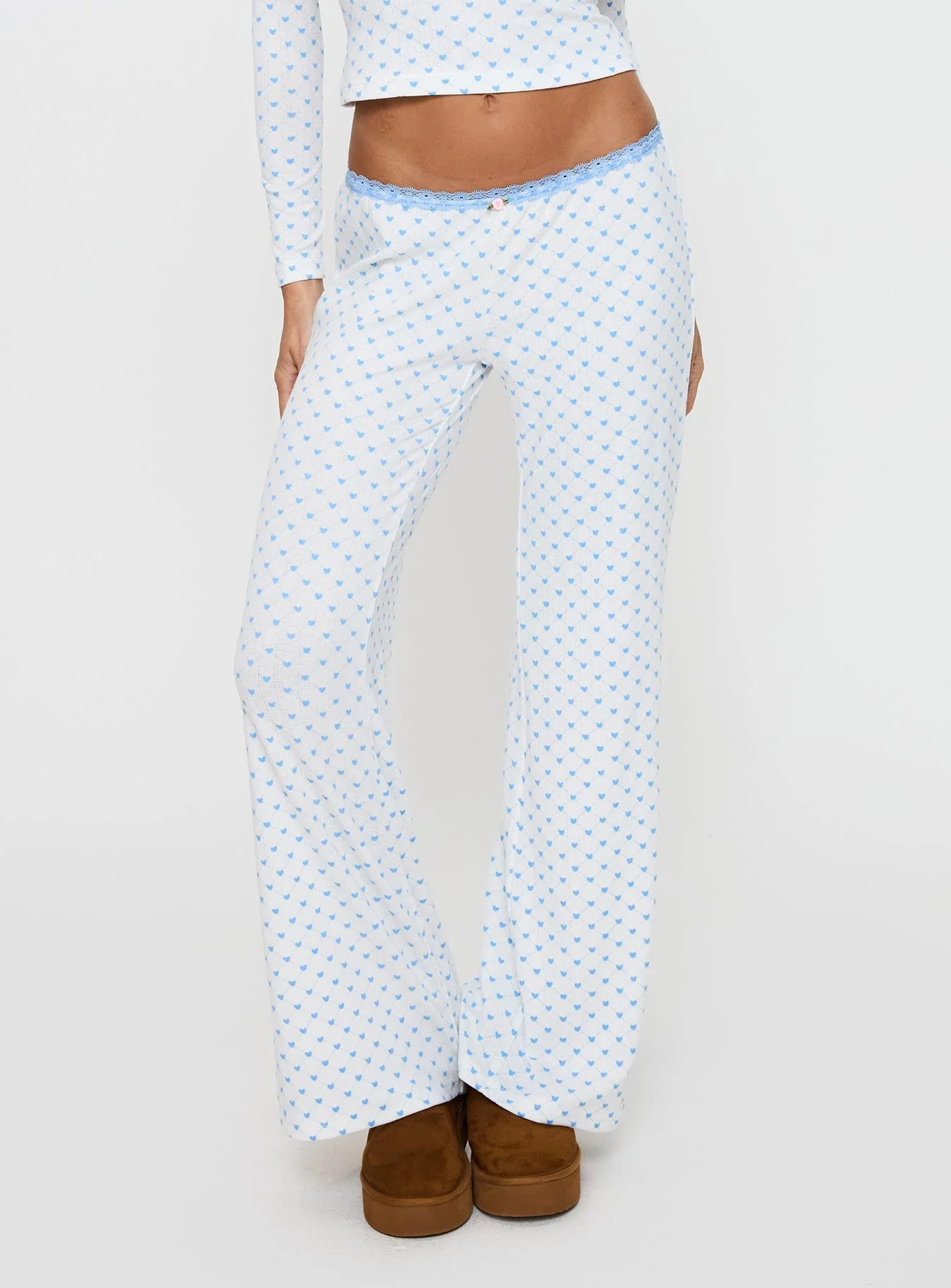 Whimsie Pointelle Sleep Pants Blue / White - Image 2