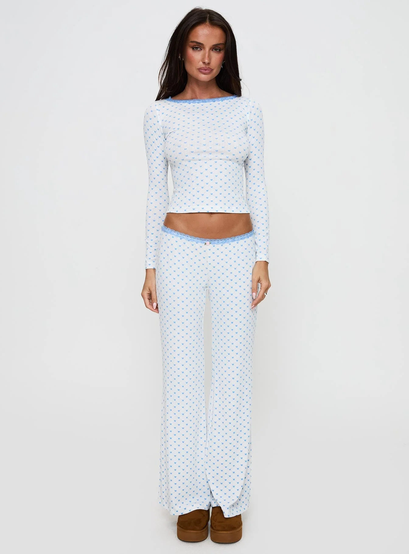 Whimsie Pointelle Sleep Pants Blue / White - Image 7