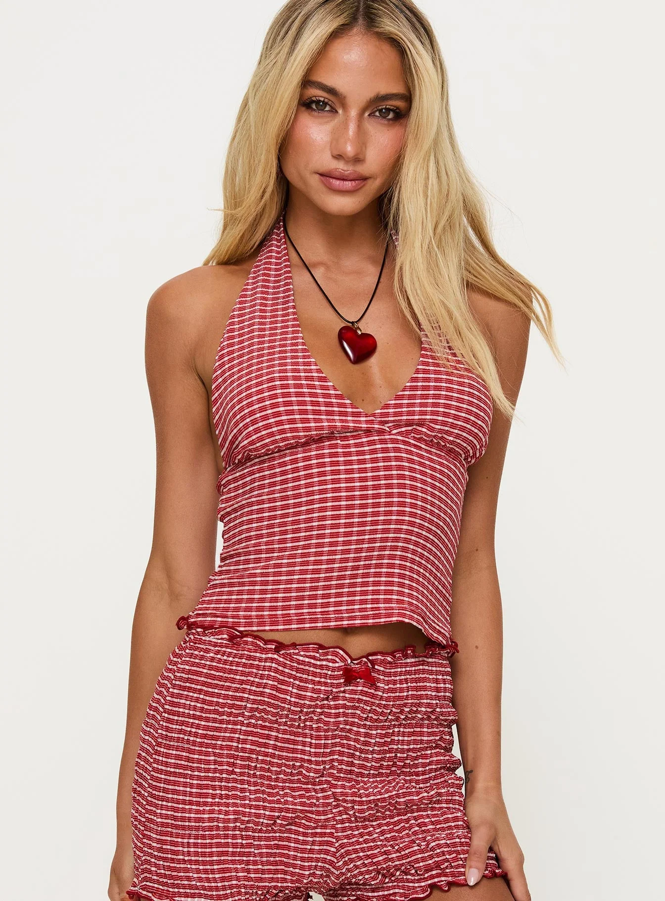 Whimsy Halter Top Red Gingham - Image 2