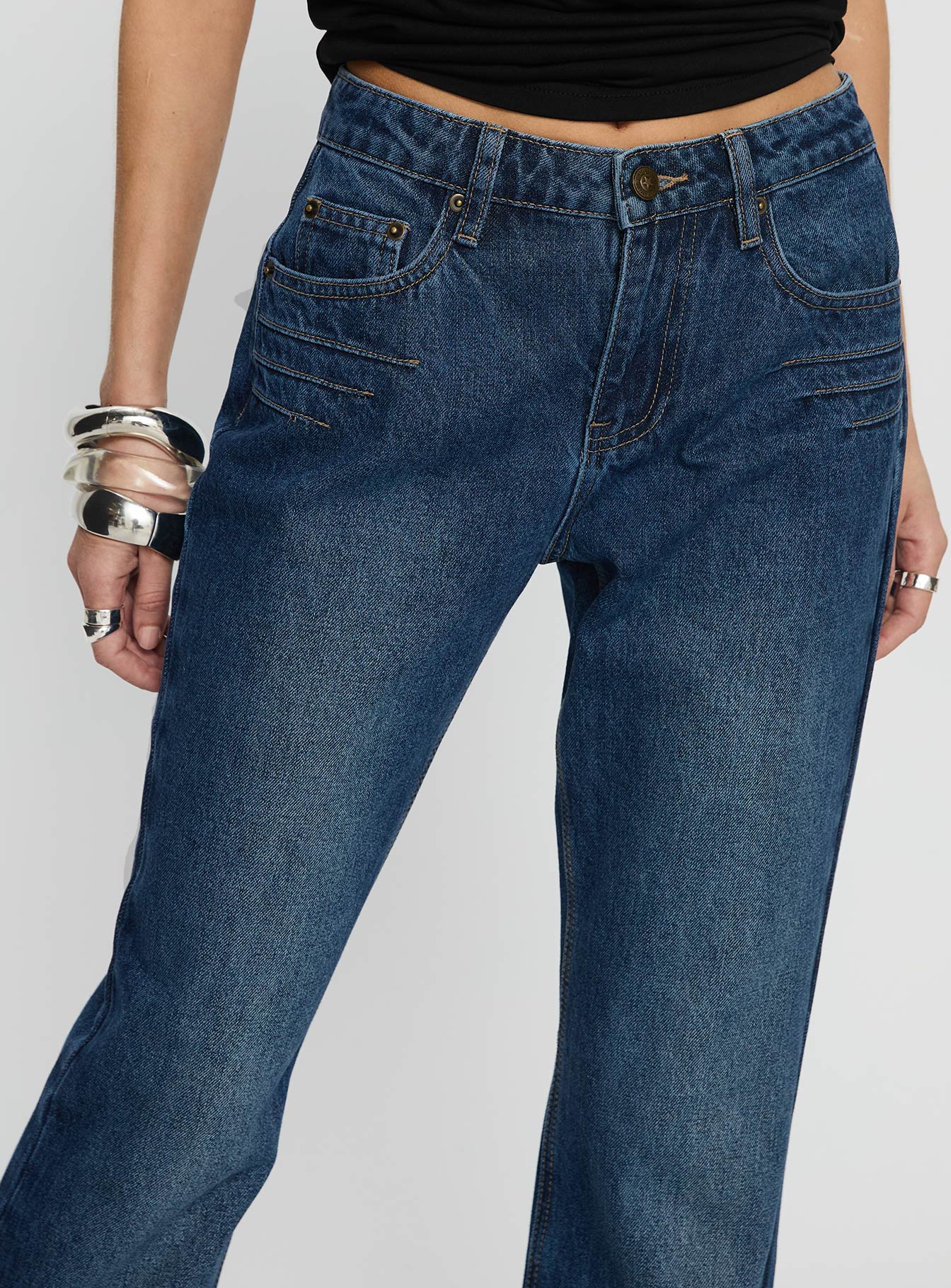 Wide World Mid Rise Bootleg Jeans Mid Blue - Image 6