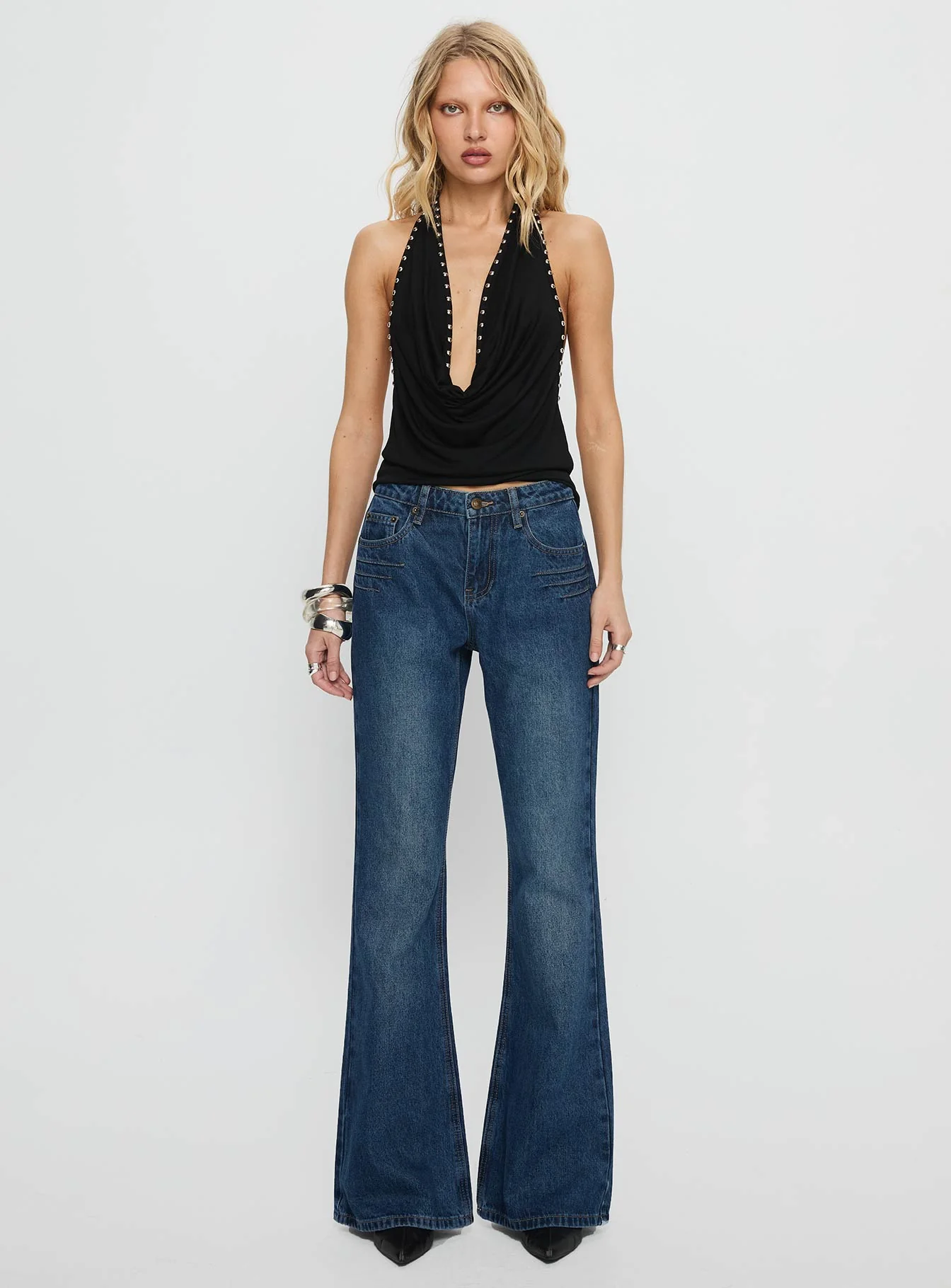 Wide World Mid Rise Bootleg Jeans Mid Blue - Image 7