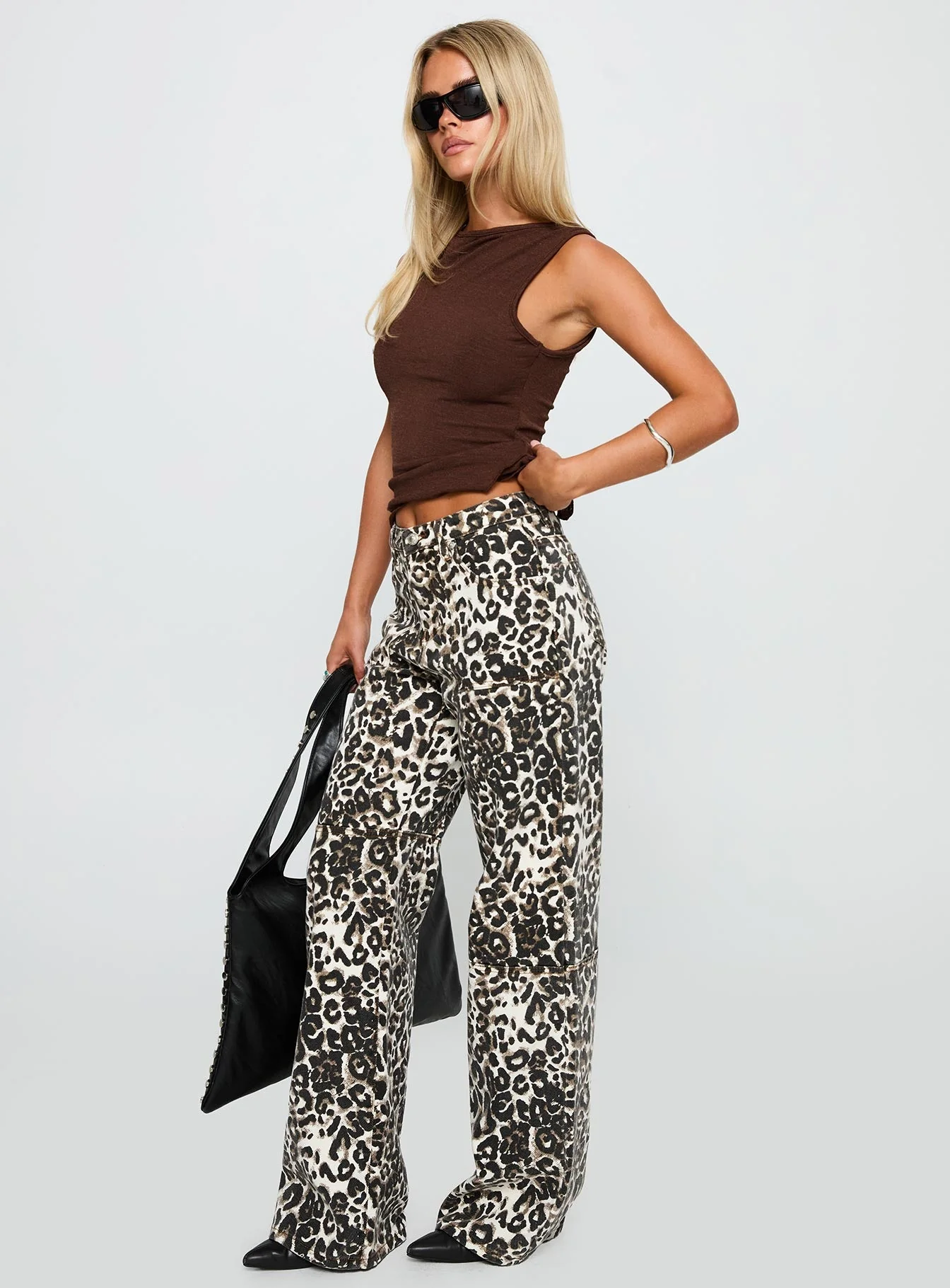 Wild Ride High Rise Wide Leg Cargo Jeans Leopard - Image 4