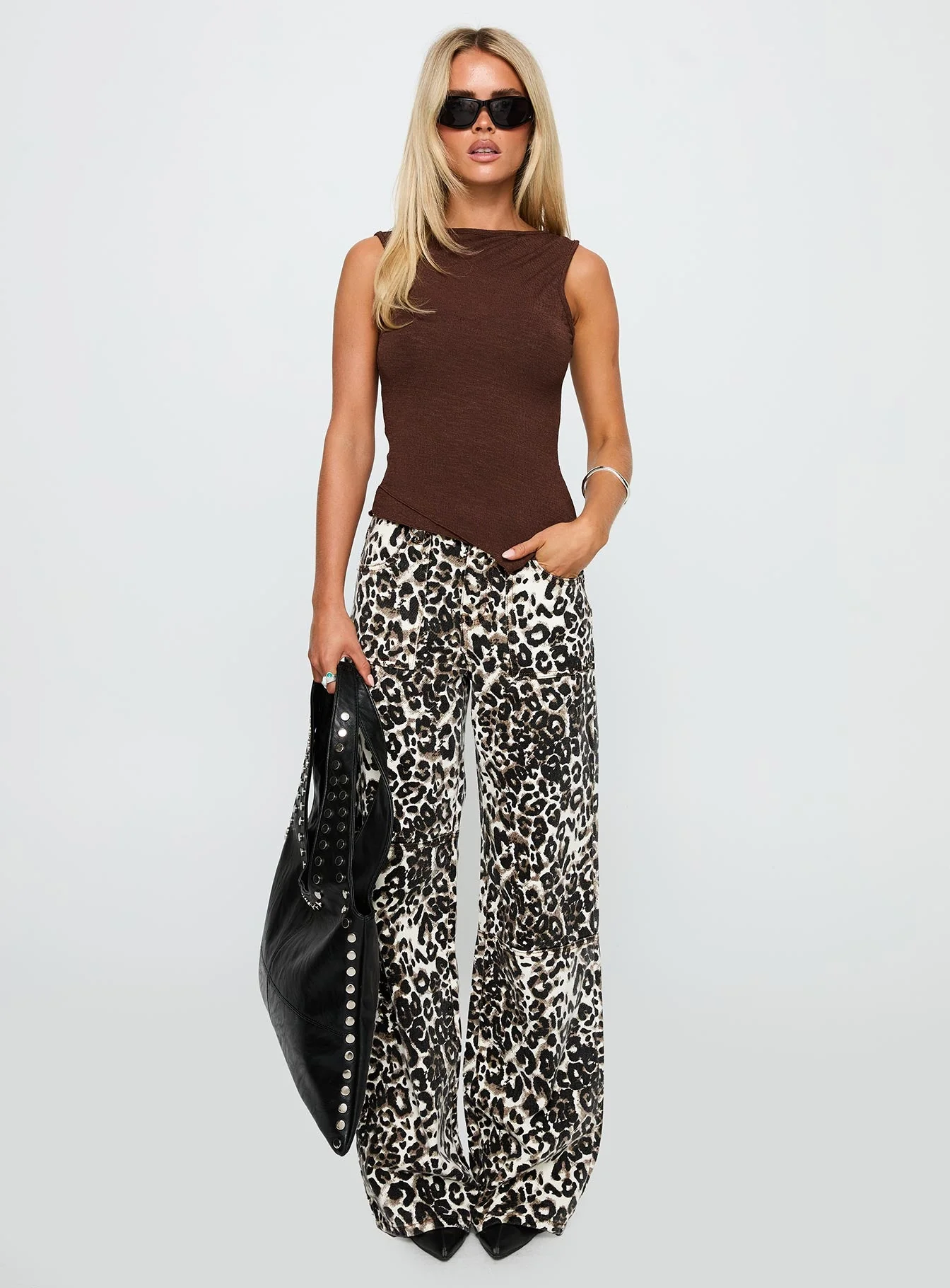 Wild Ride High Rise Wide Leg Cargo Jeans Leopard - Image 7
