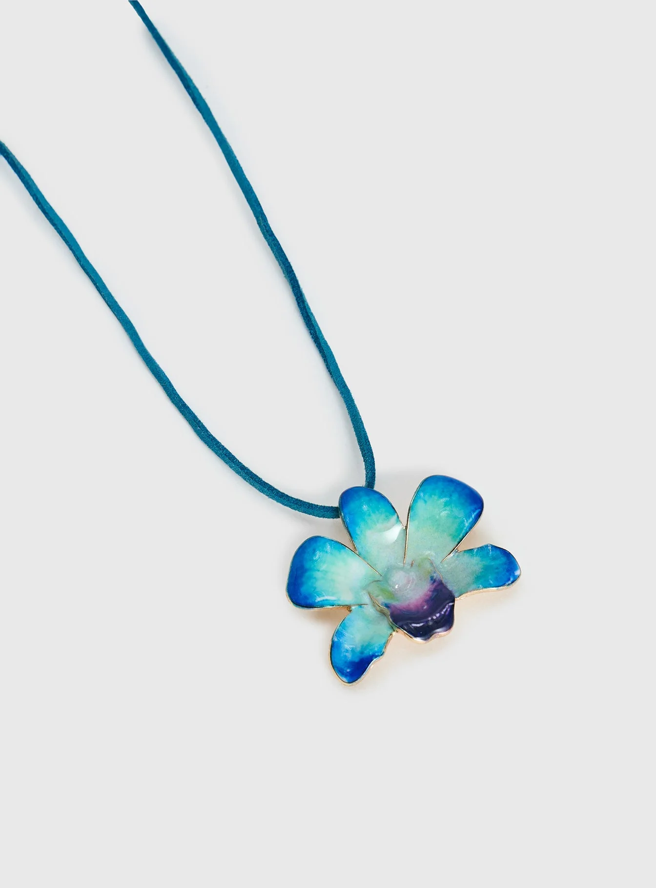 Wildrose Flower Pendant Necklace Blue - Image 3
