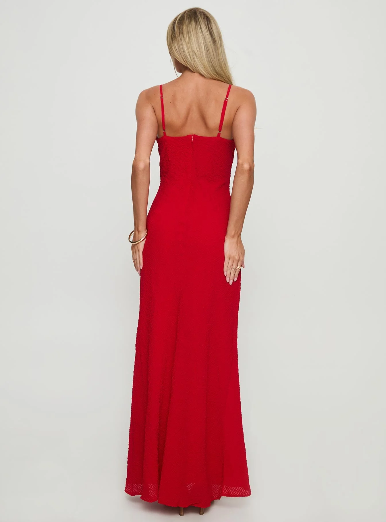 Willah Frill Trim Maxi Dress Red - Image 4