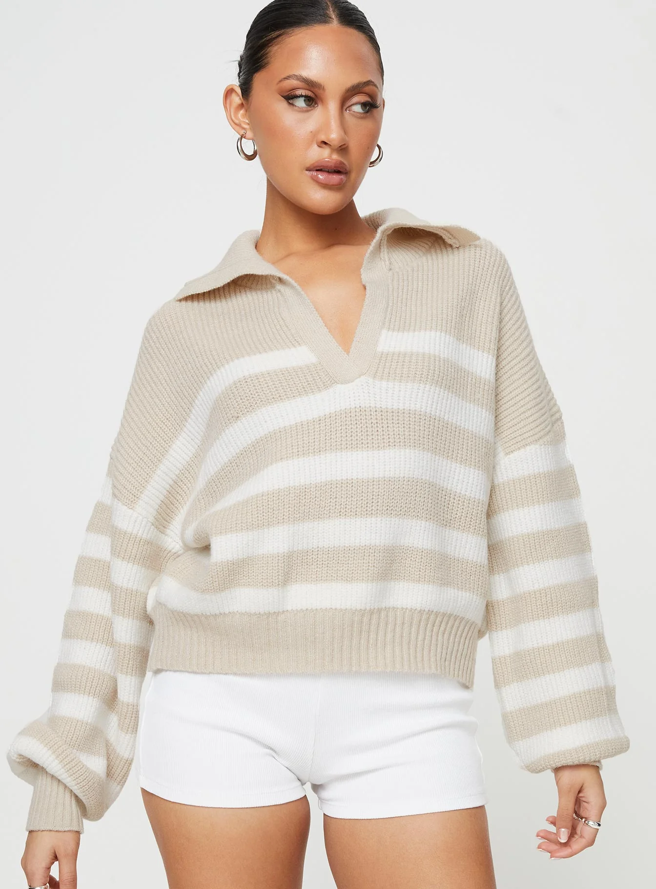 Williamson Stripe Jumper Beige - Image 2