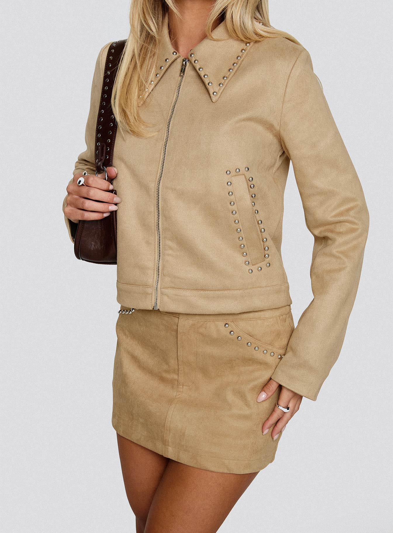 Willoughby Mini Skirt Beige - Image 8