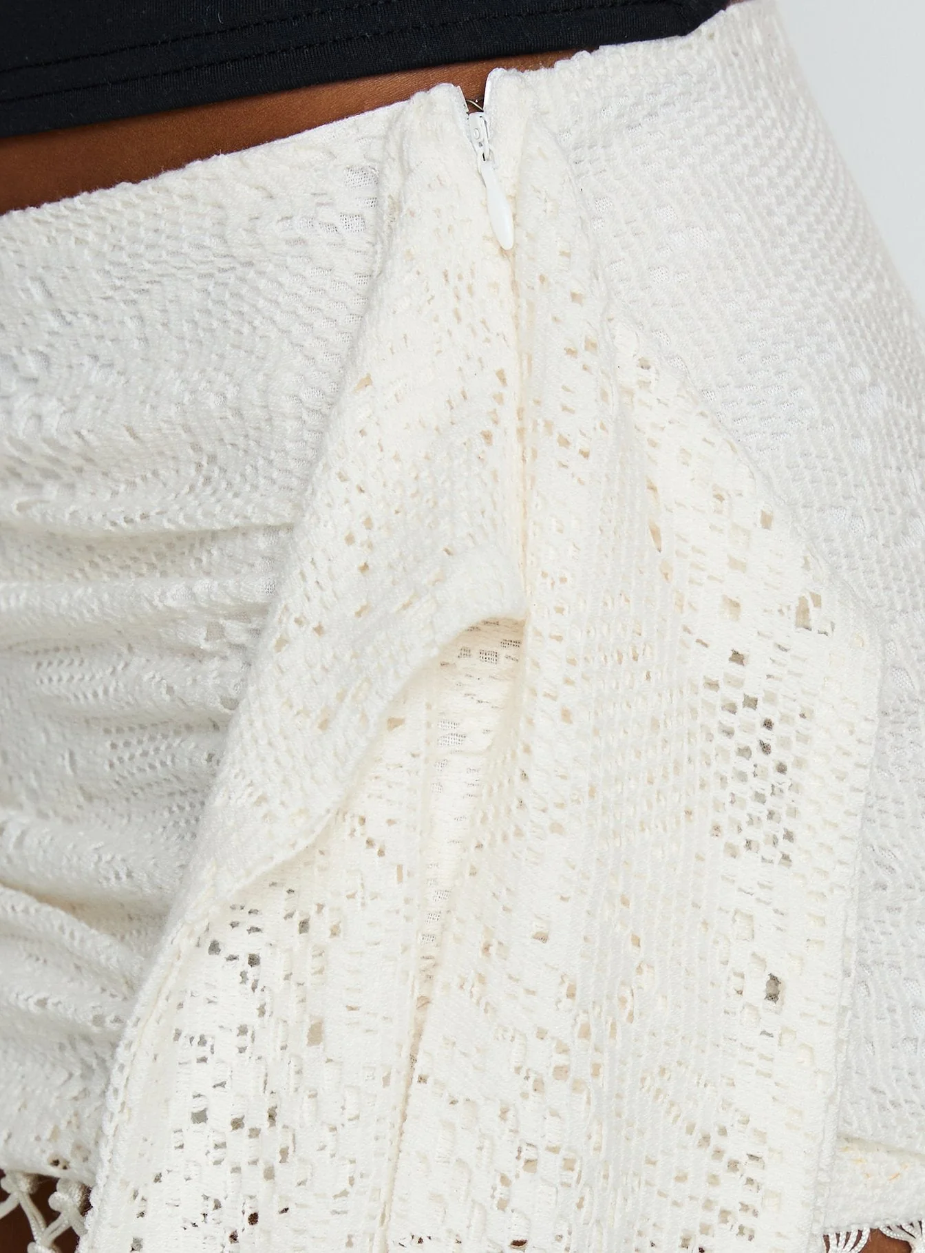 Winita Macrame Tassel Mini Skirt Cream - Image 7