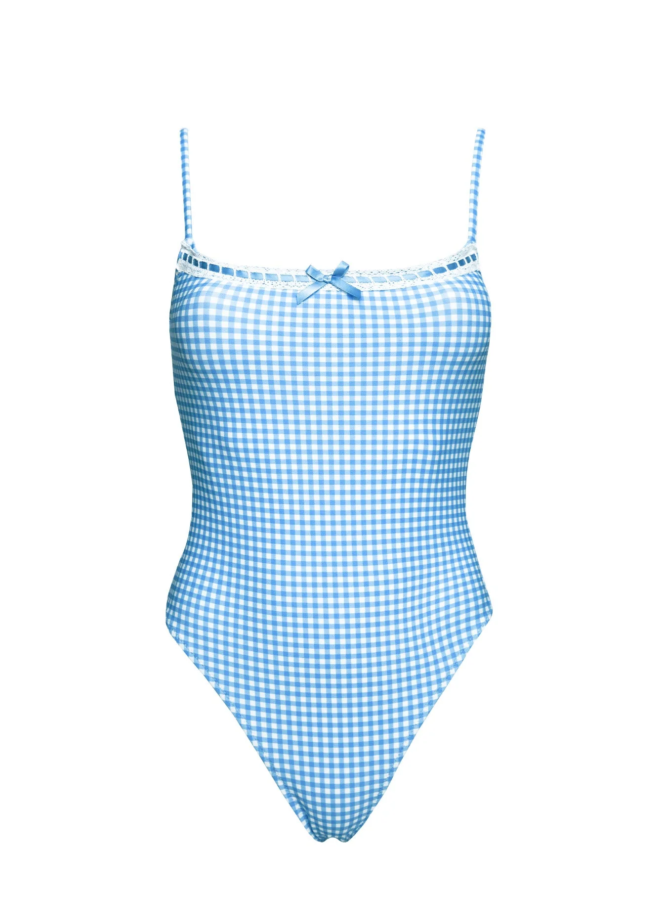 Winsie High Side One Piece Blue Gingham - Image 5