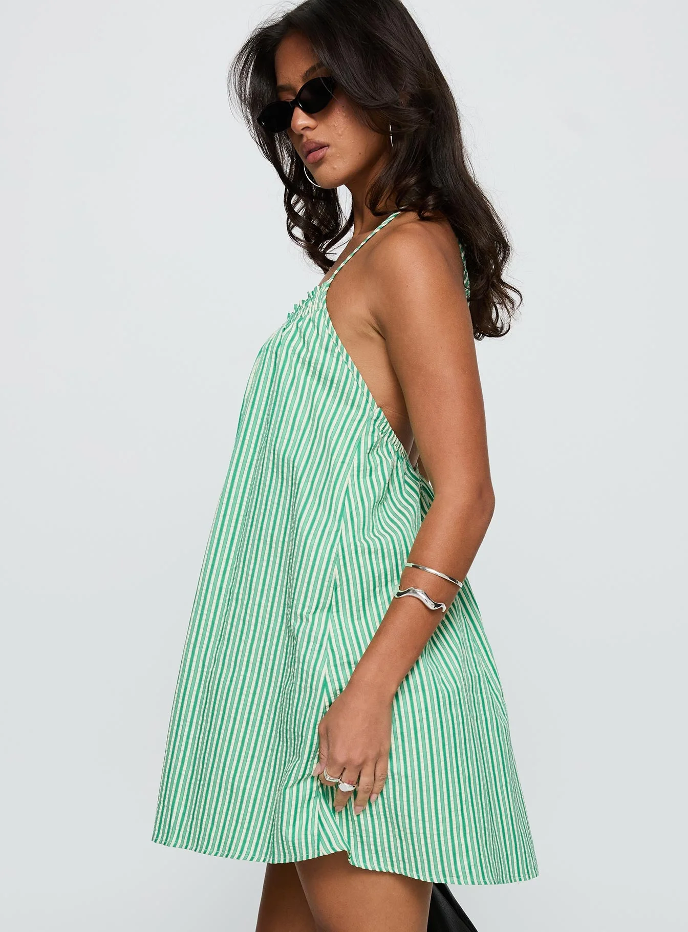 Winx Halter Mini Dress Green Stripe - Image 3