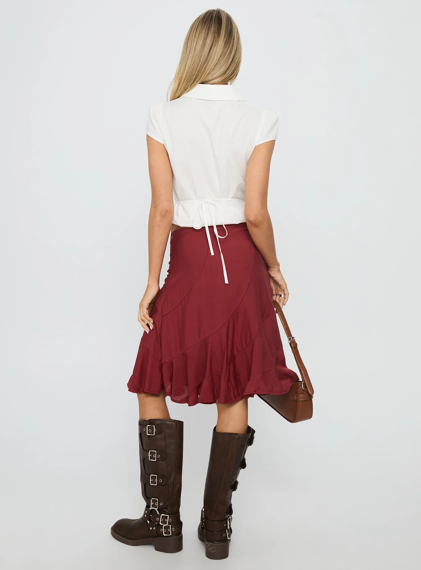 With Kindness Midi Skirt Burgundy - Image 4