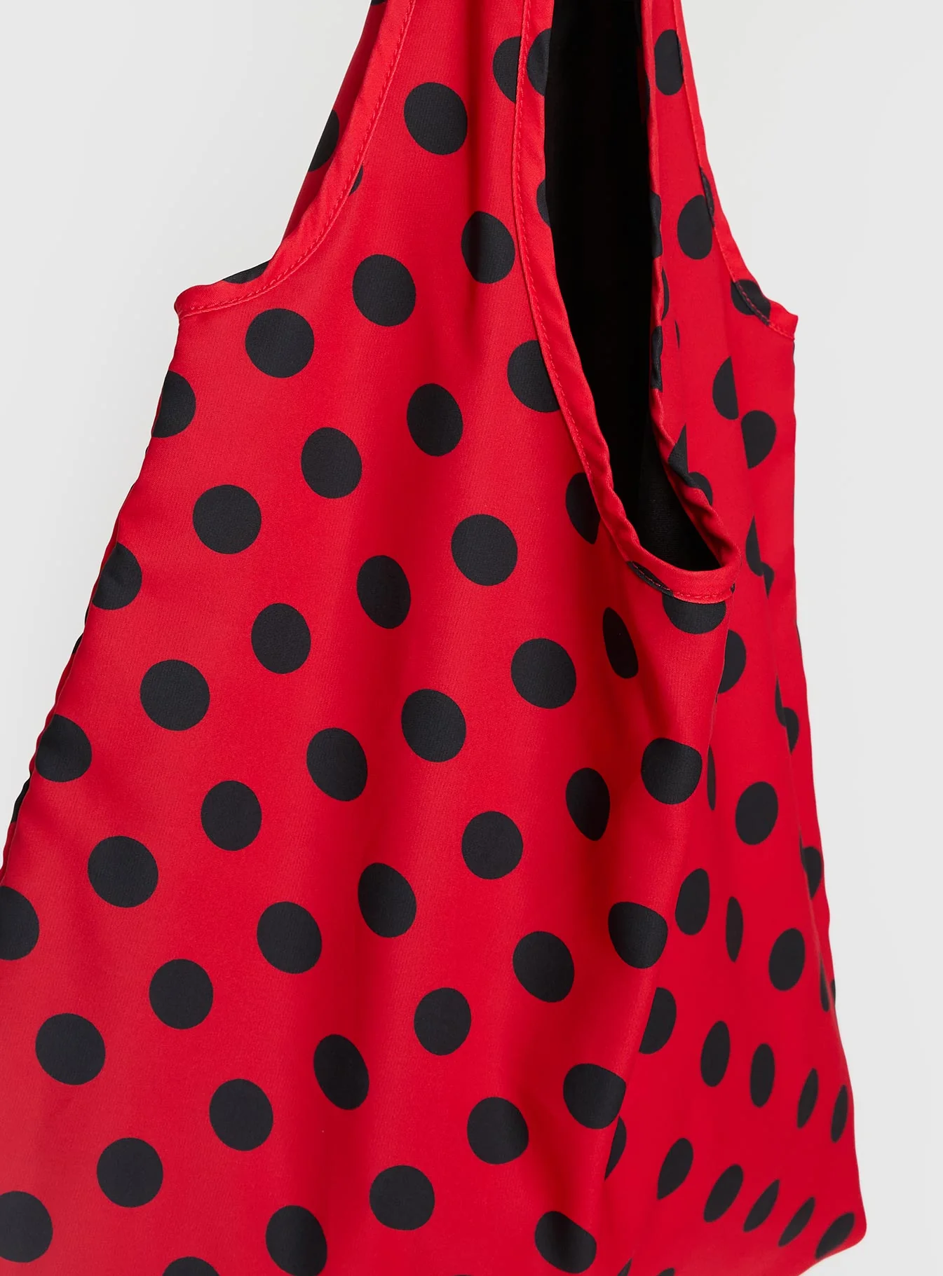 Worth My Time Oversized Tote Bag Red / Black Polka - Image 3