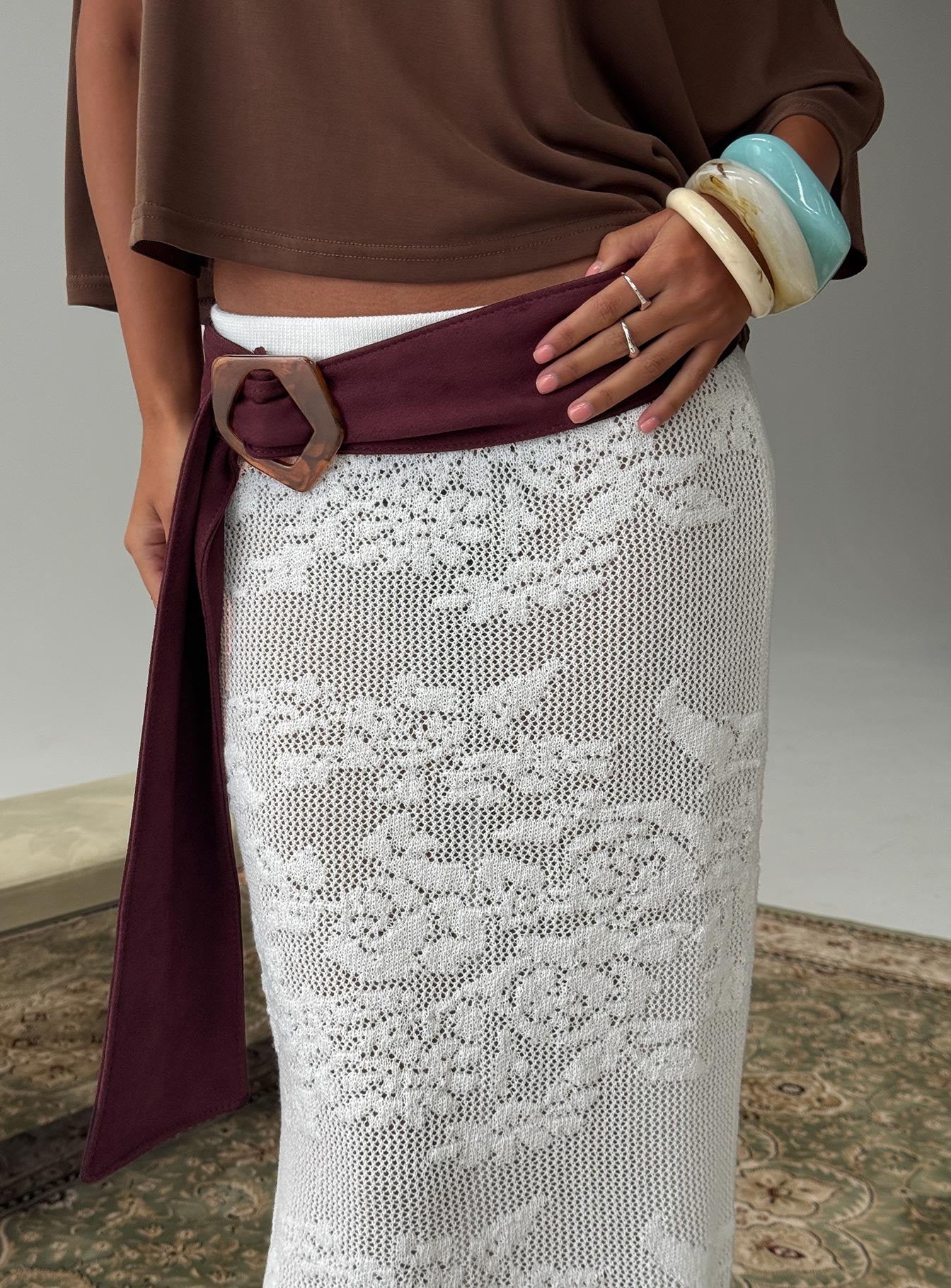 Wrylie Faux Suede Belt Plum - Image 4