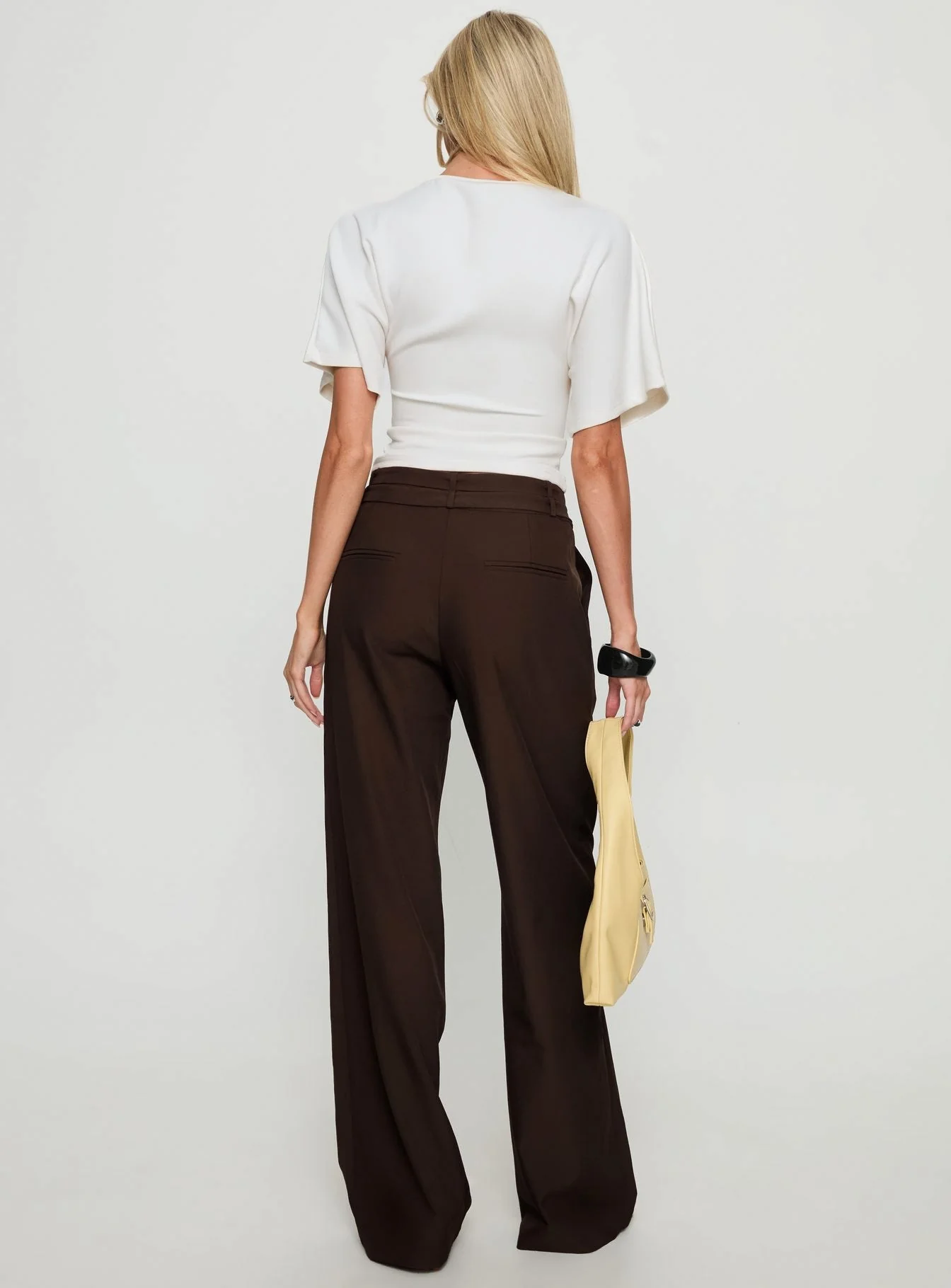 Wylma Belt Detail Tailored Pants Chocolate - Image 5