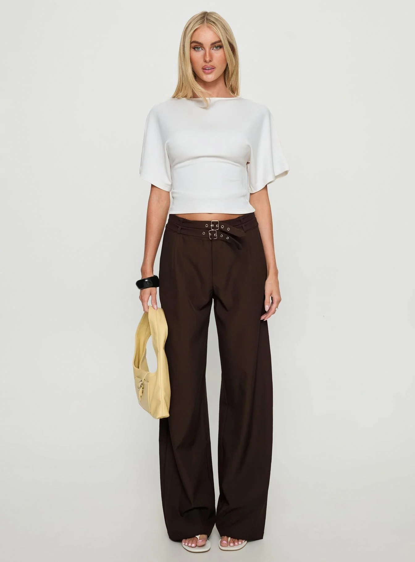Wylma Belt Detail Tailored Pants Chocolate - Image 7